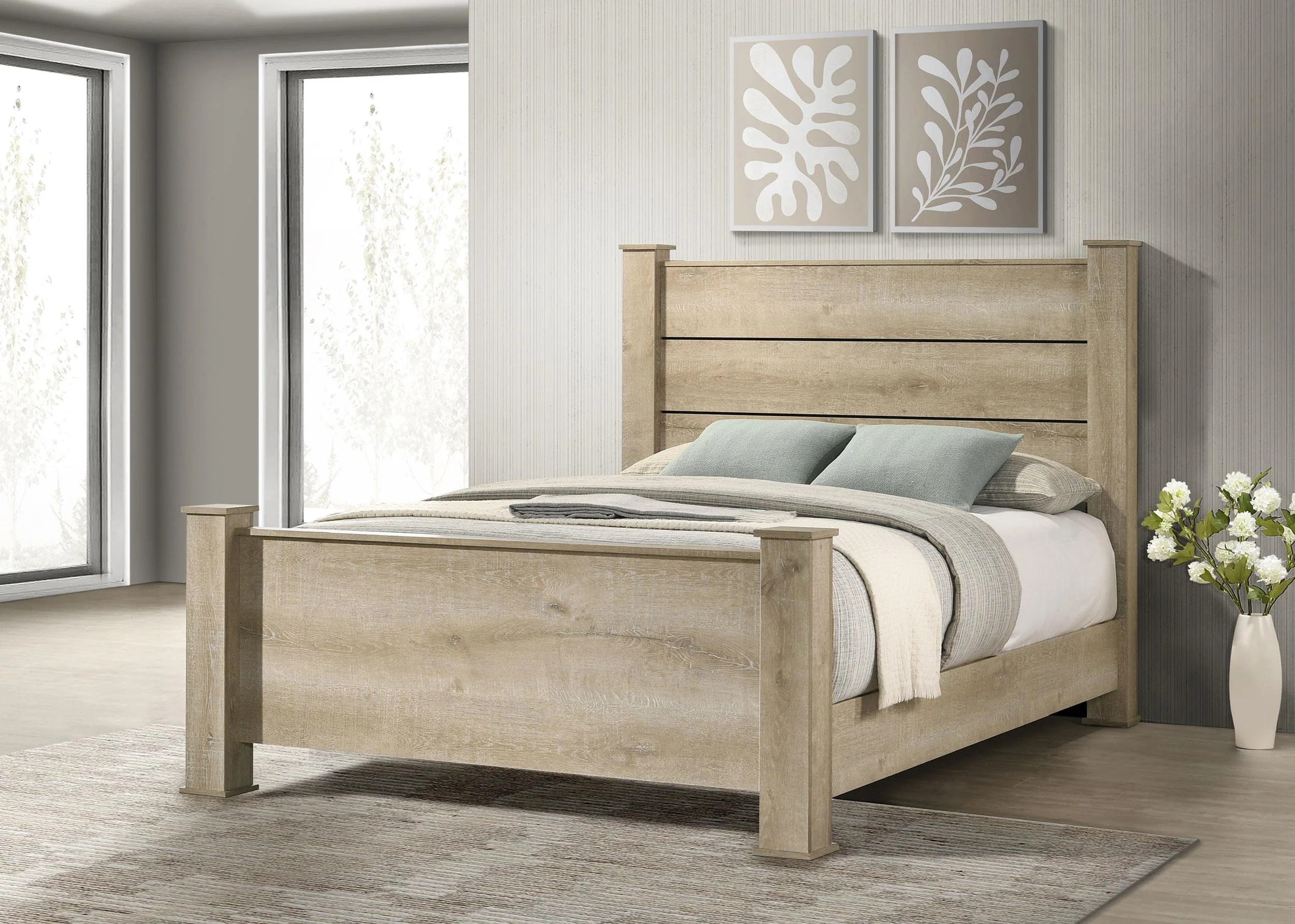 Oakglen Weathered Oak 55-inch Eastern King Panel Bed