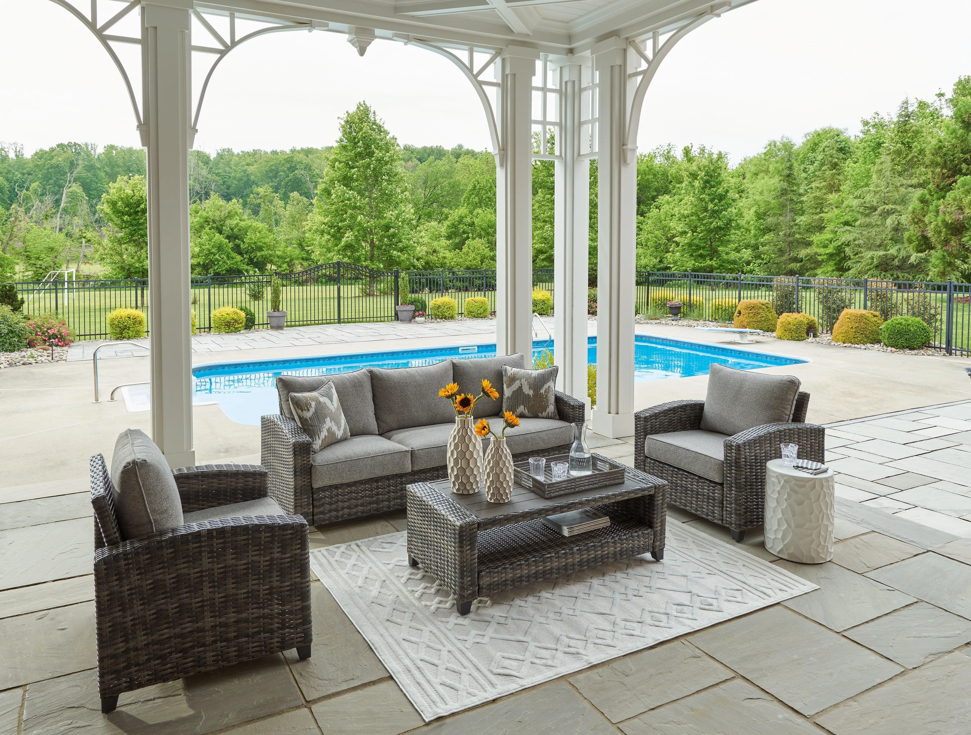 Oasis Court Gray 4-Piece Outdoor Conversation Set - Image 5