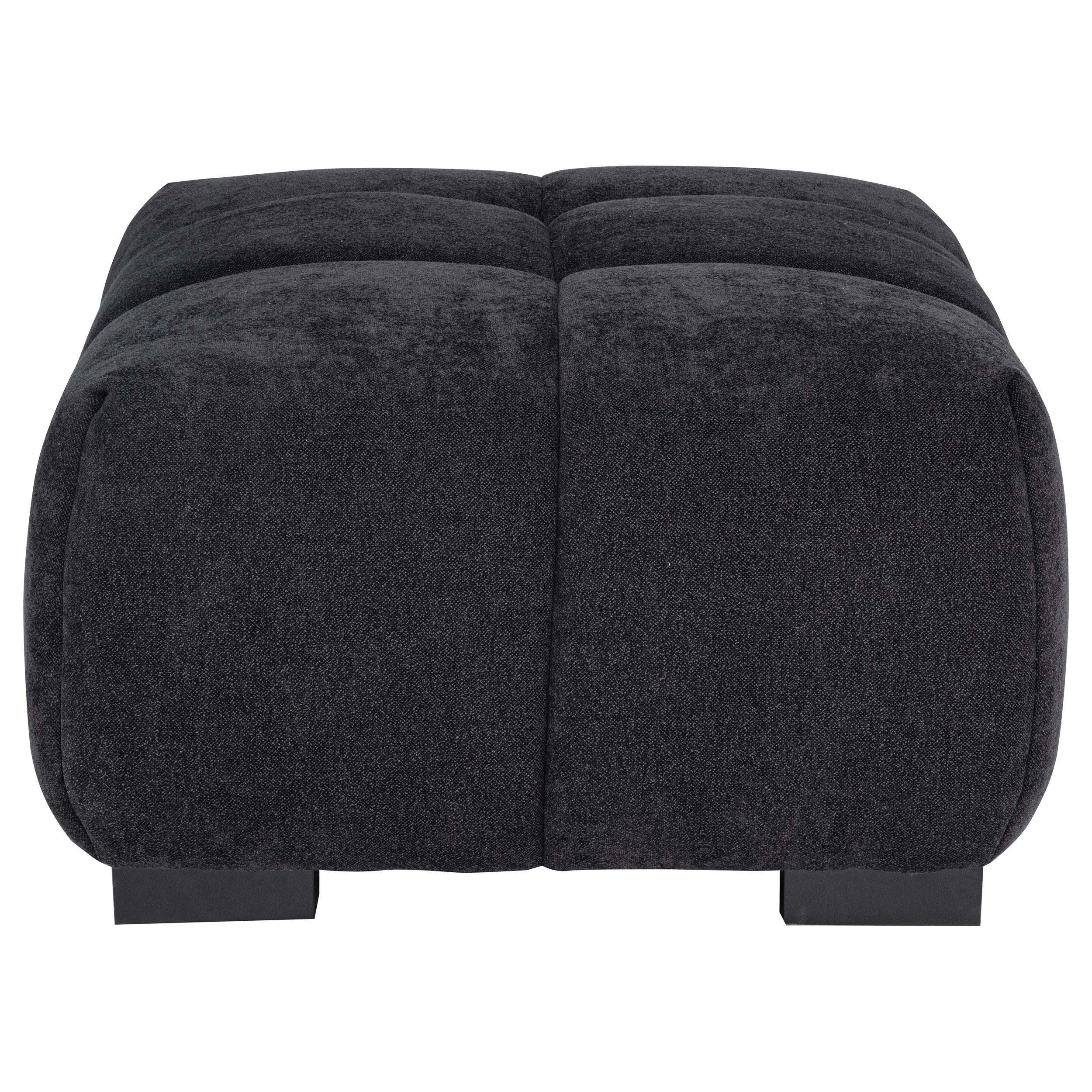 Octavia Black Fabric Rectangular Upholstered Ottoman - Image 3
