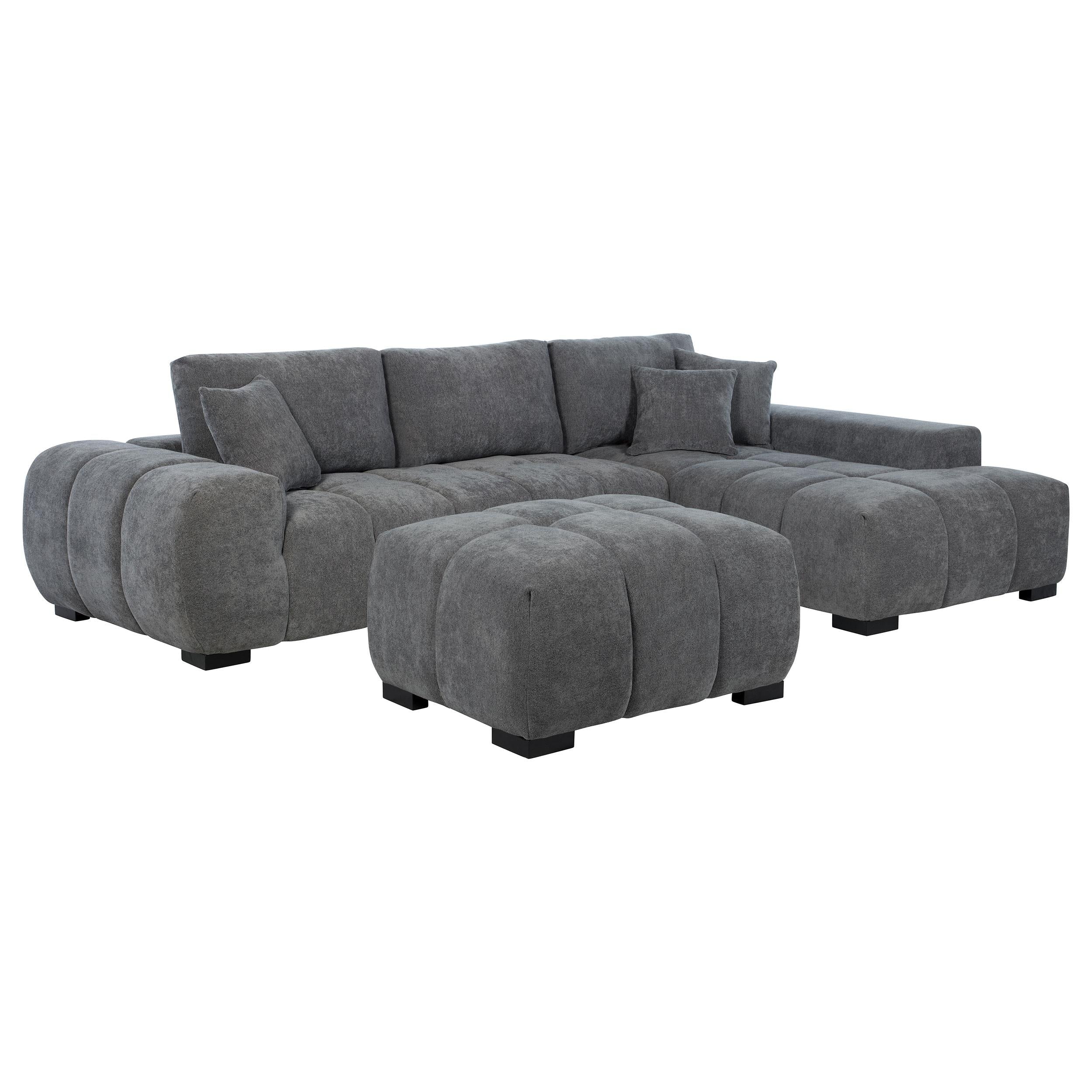 Octavia Charcoal Gray Upholstered Rectangular Ottoman - Image 2
