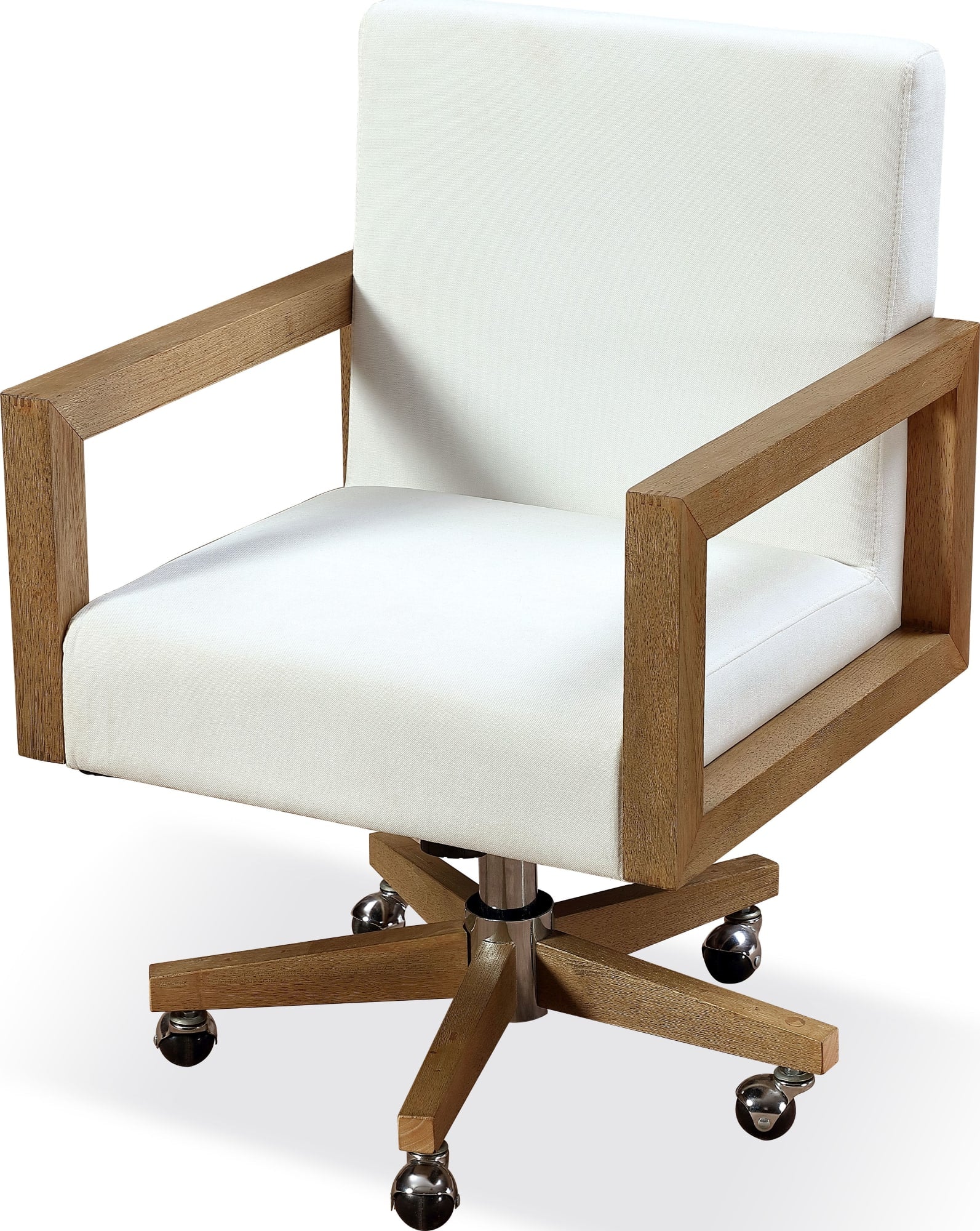One White/Bisque Wood Frame Home Office Chair - Image 5