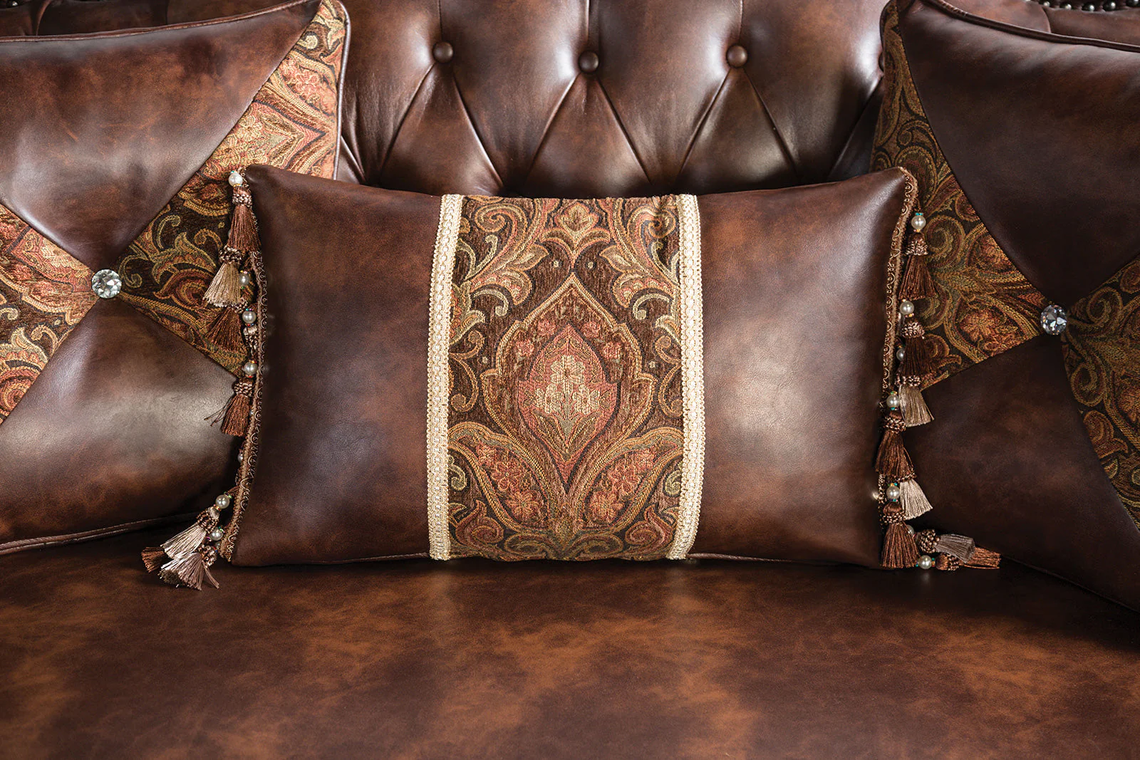 Palencia Dark Cherry/Brown Sofa & Loveseat - Image 5