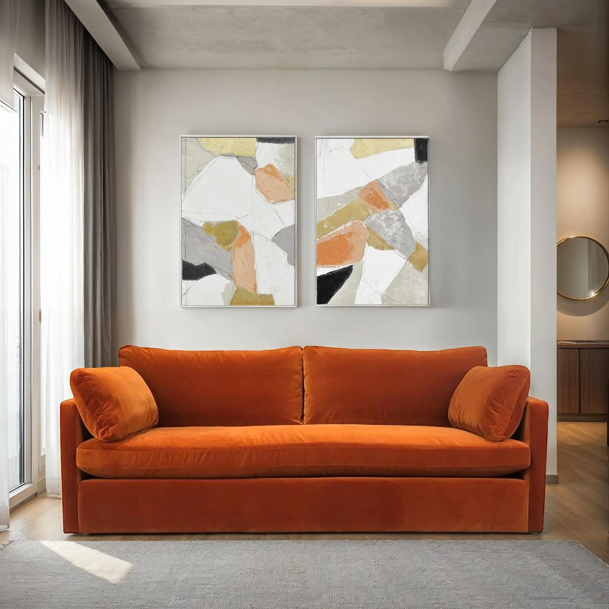 Palette Pastel Patchwork 1 Hand Painted Framed Diptych - Image 6