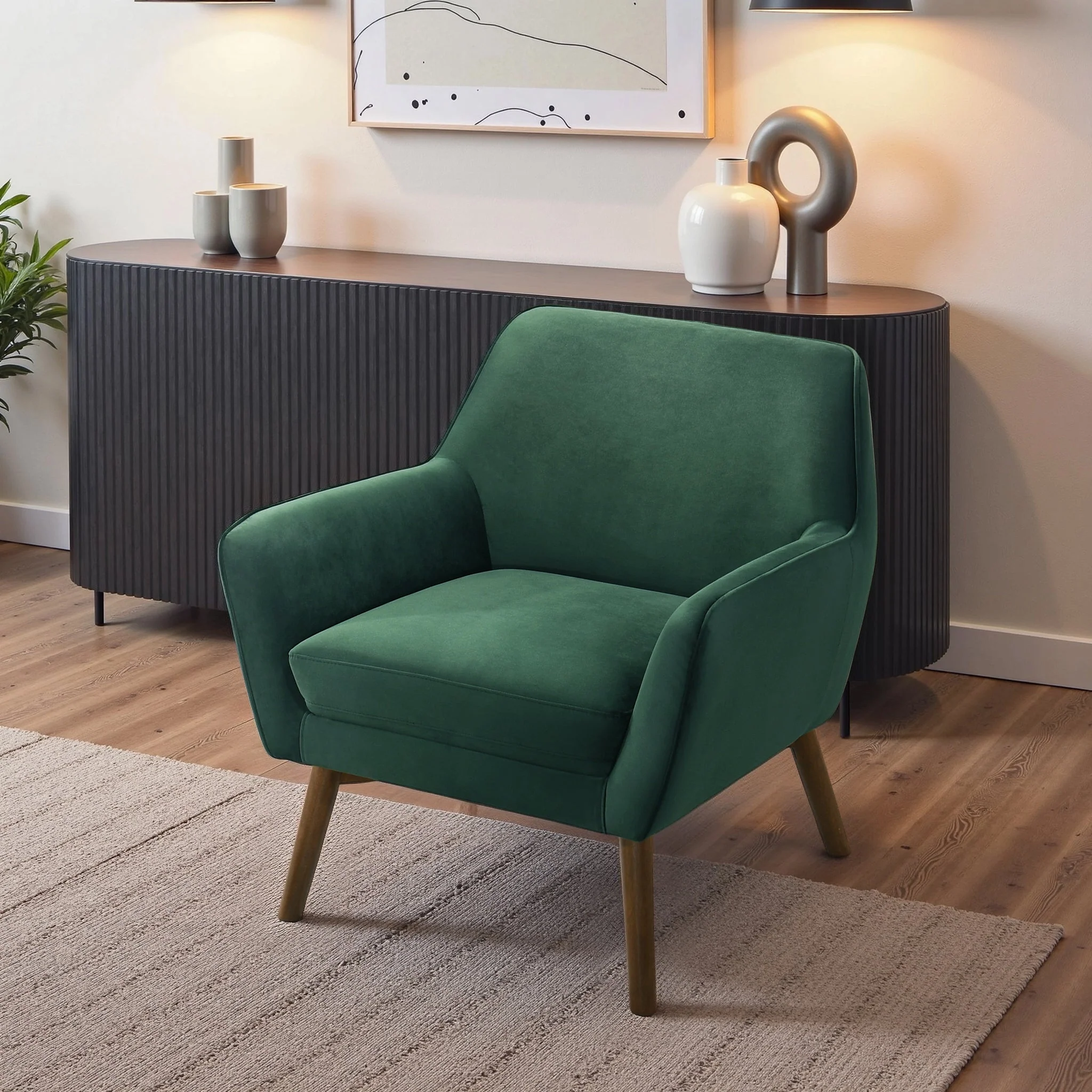 Panom Forest Green Velvet Lounge Chair - Image 4