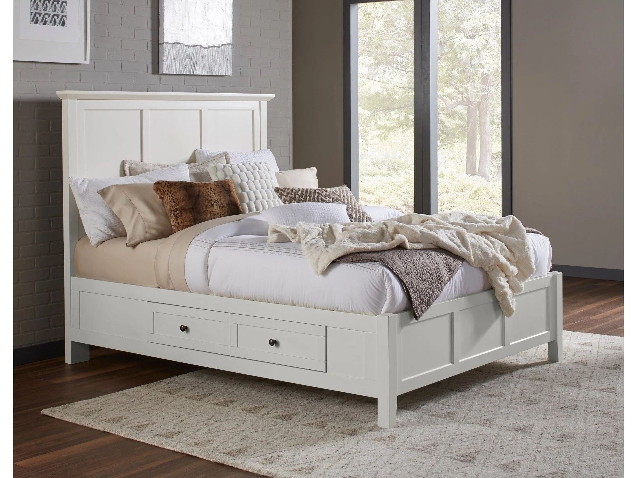 Paragon Four Drawer Wood Queen Storage Bed in White