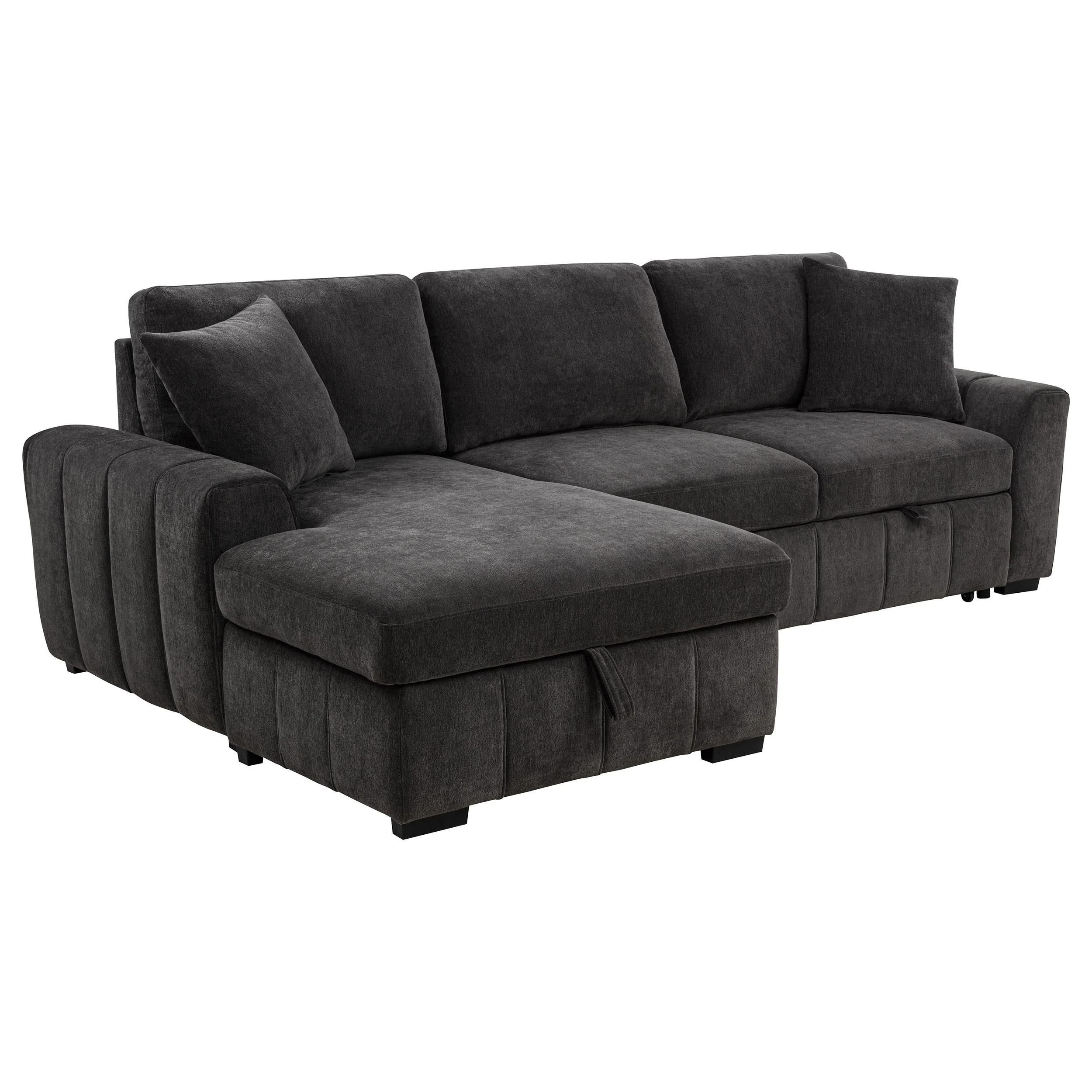 Pastrana Charcoal Grey Upholstered Sleeper Sectional Sofa