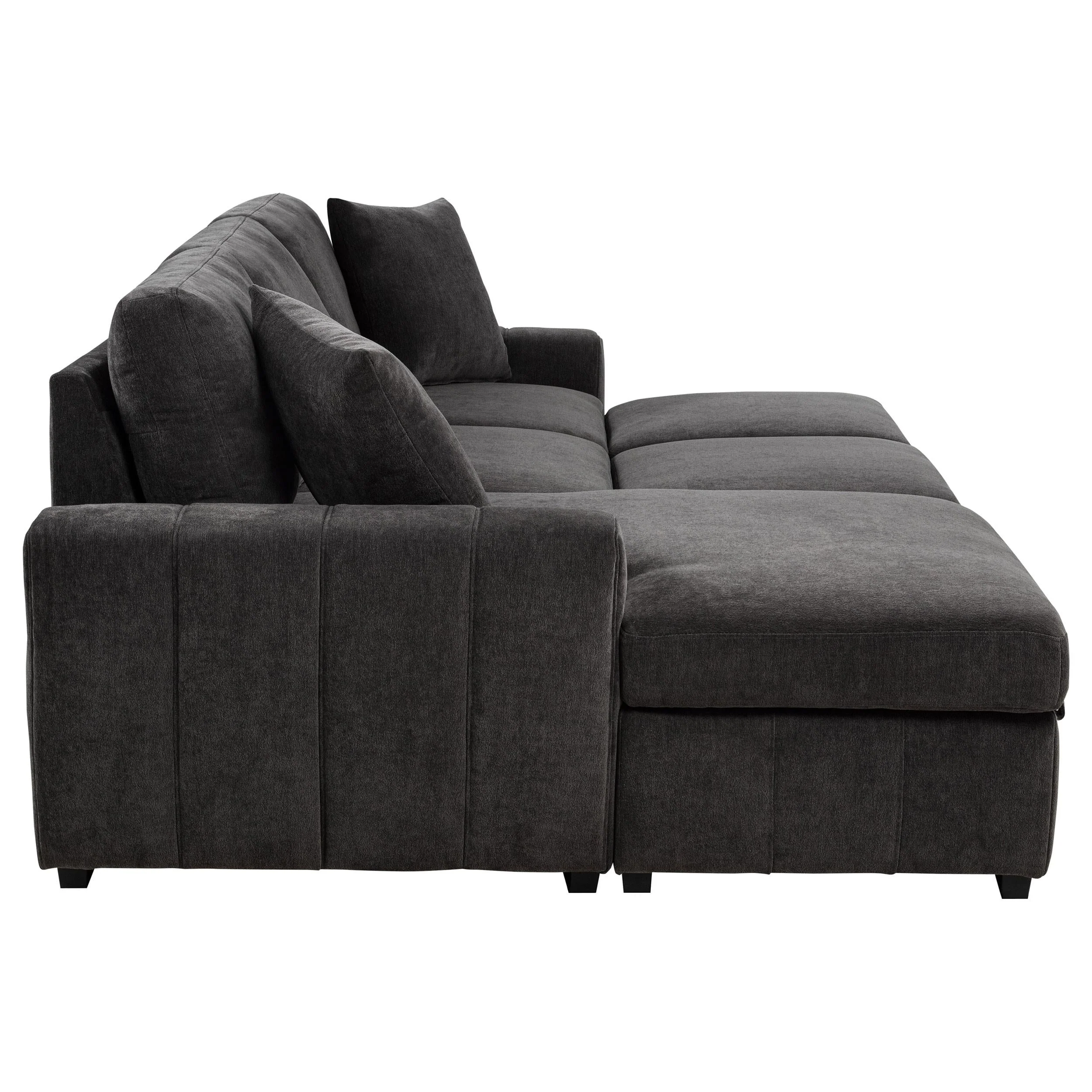 Pastrana Charcoal Grey Upholstered Sleeper Sectional Sofa - Image 10