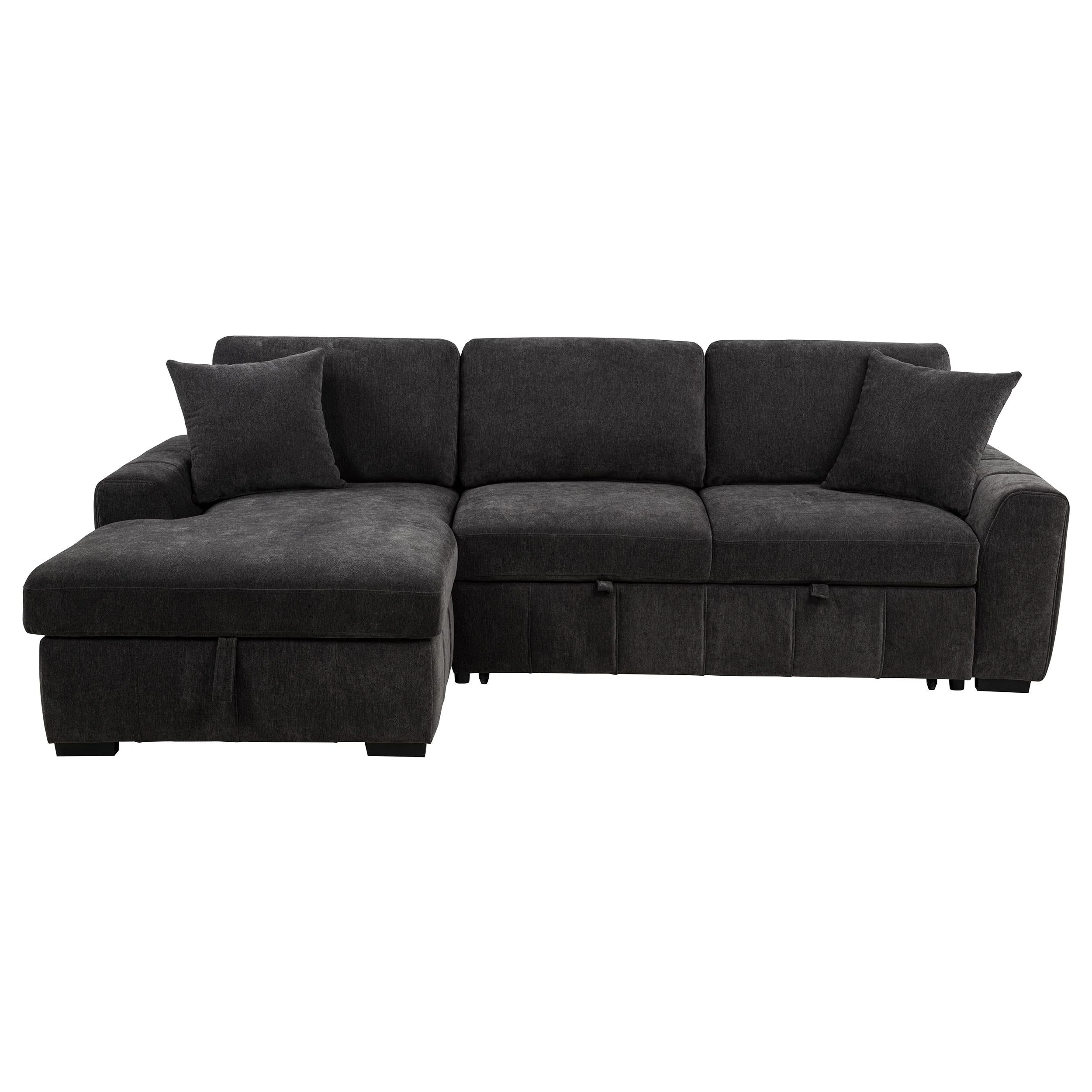 Pastrana Charcoal Grey Upholstered Sleeper Sectional Sofa - Image 4