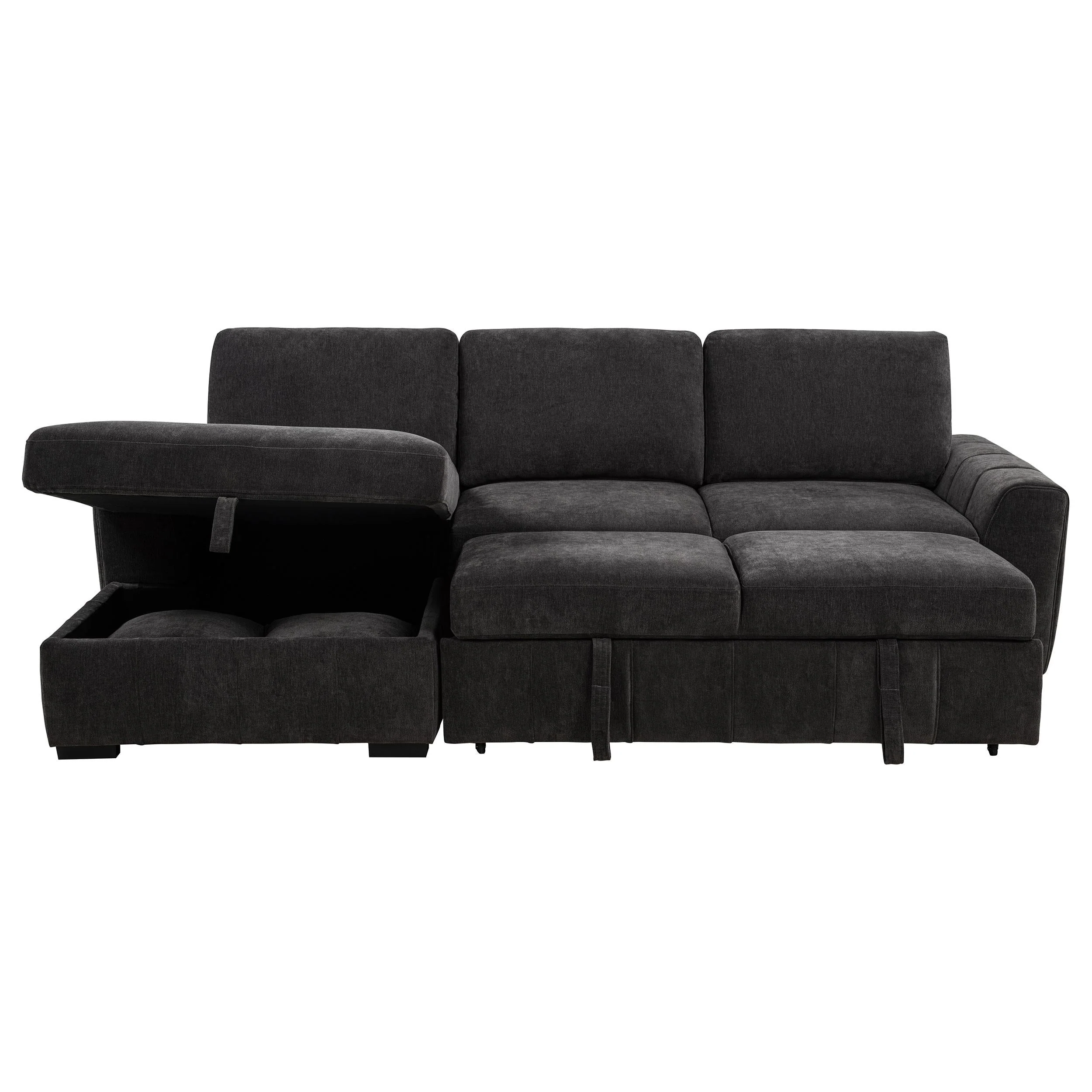 Pastrana Charcoal Grey Upholstered Sleeper Sectional Sofa - Image 6