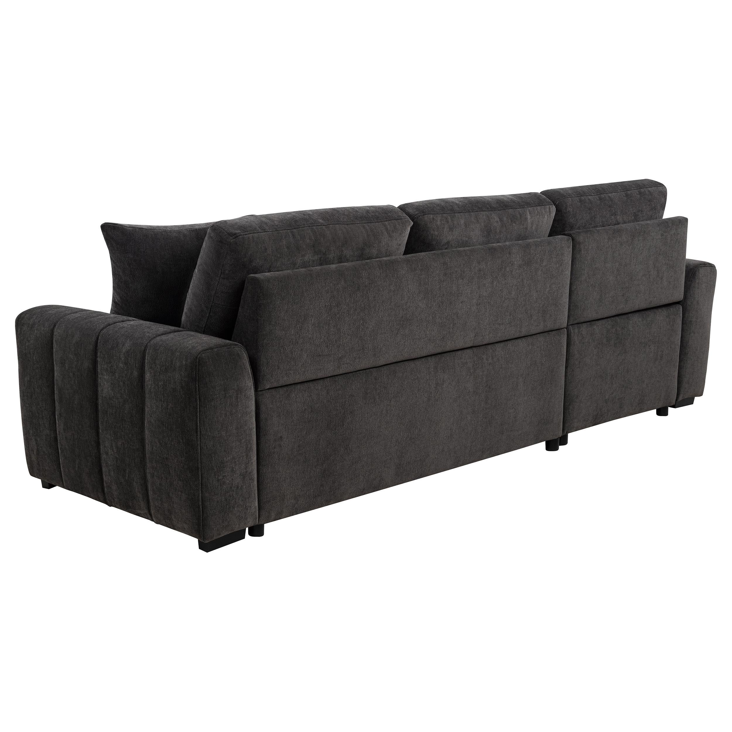 Pastrana Charcoal Grey Upholstered Sleeper Sectional Sofa - Image 7