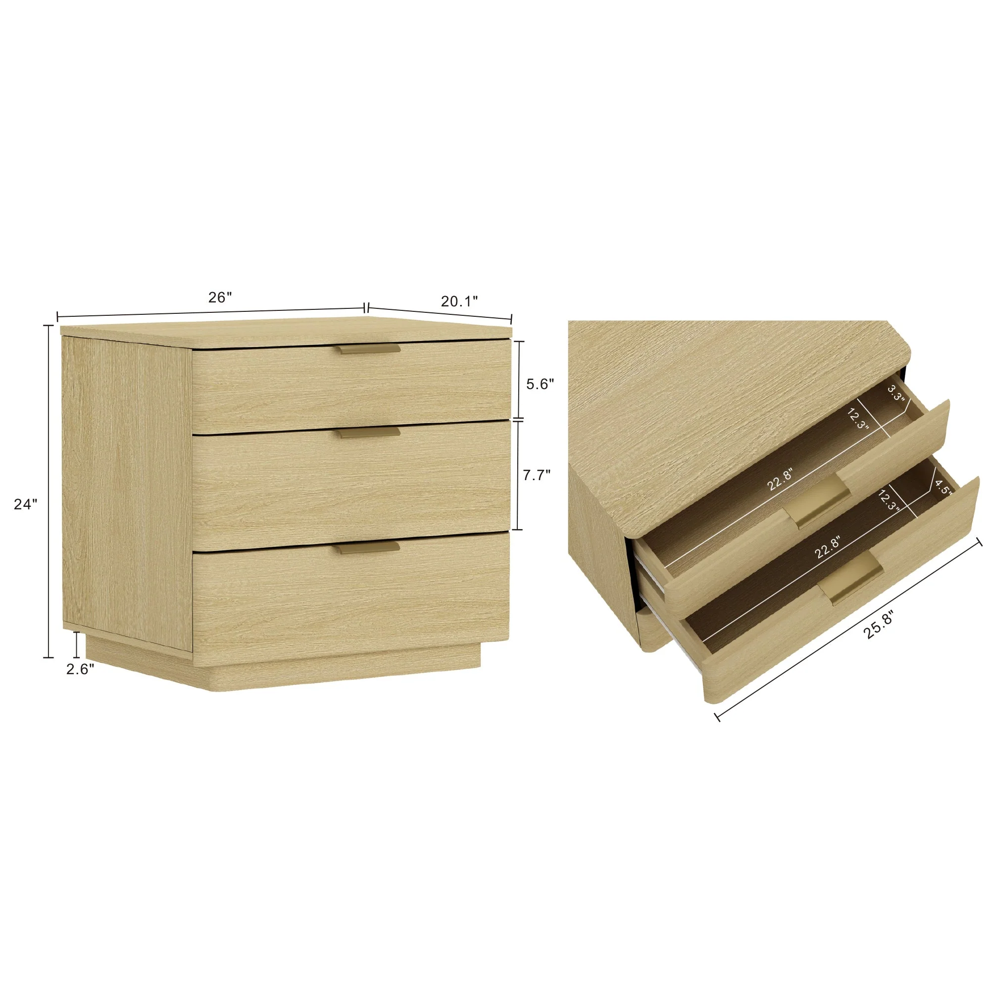 Payton Nightstand in Natural Oak and Gold (set of 2) - Image 3