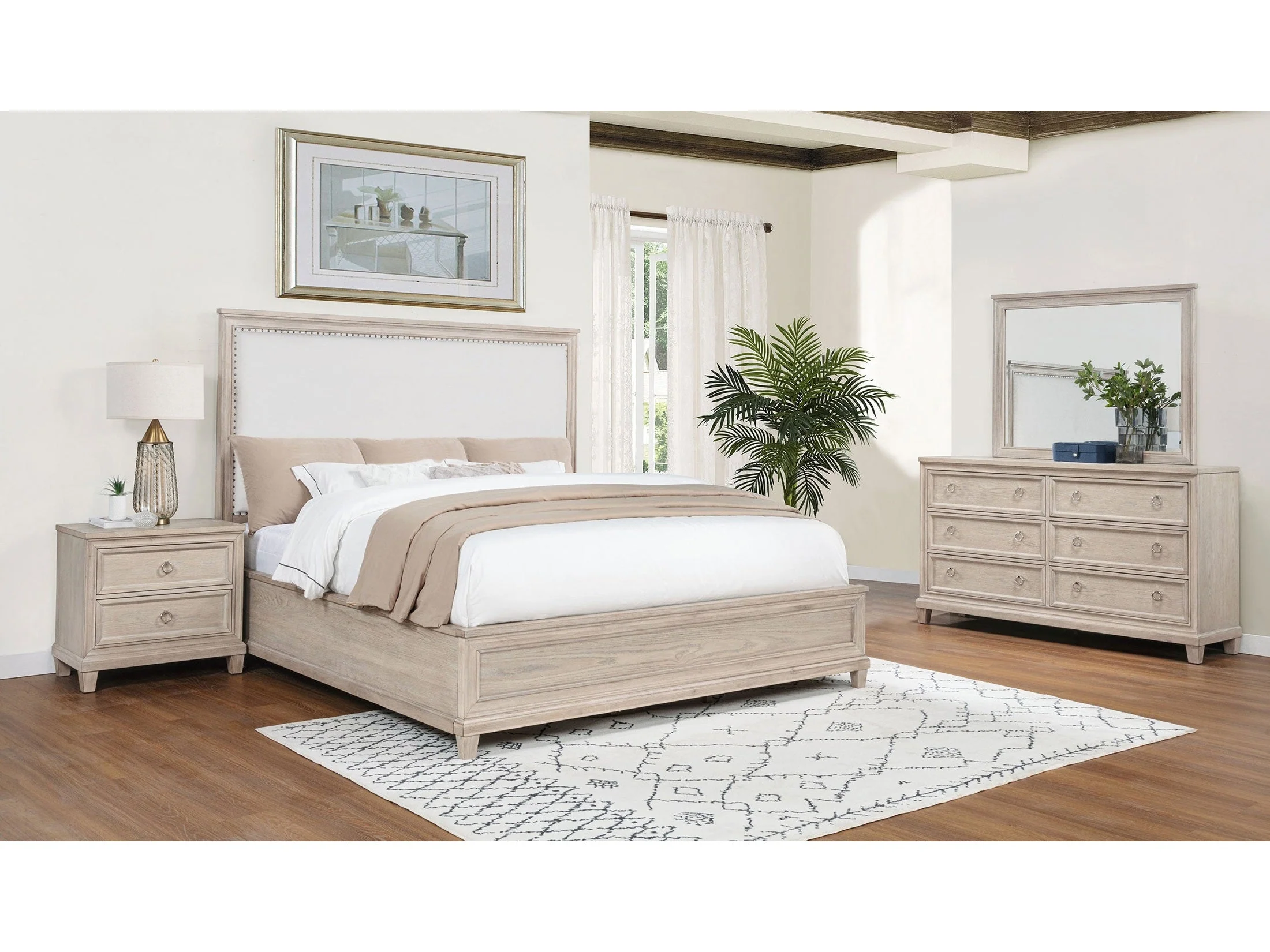 Pembroke Washed Oak 4-piece California King Bedroom Set