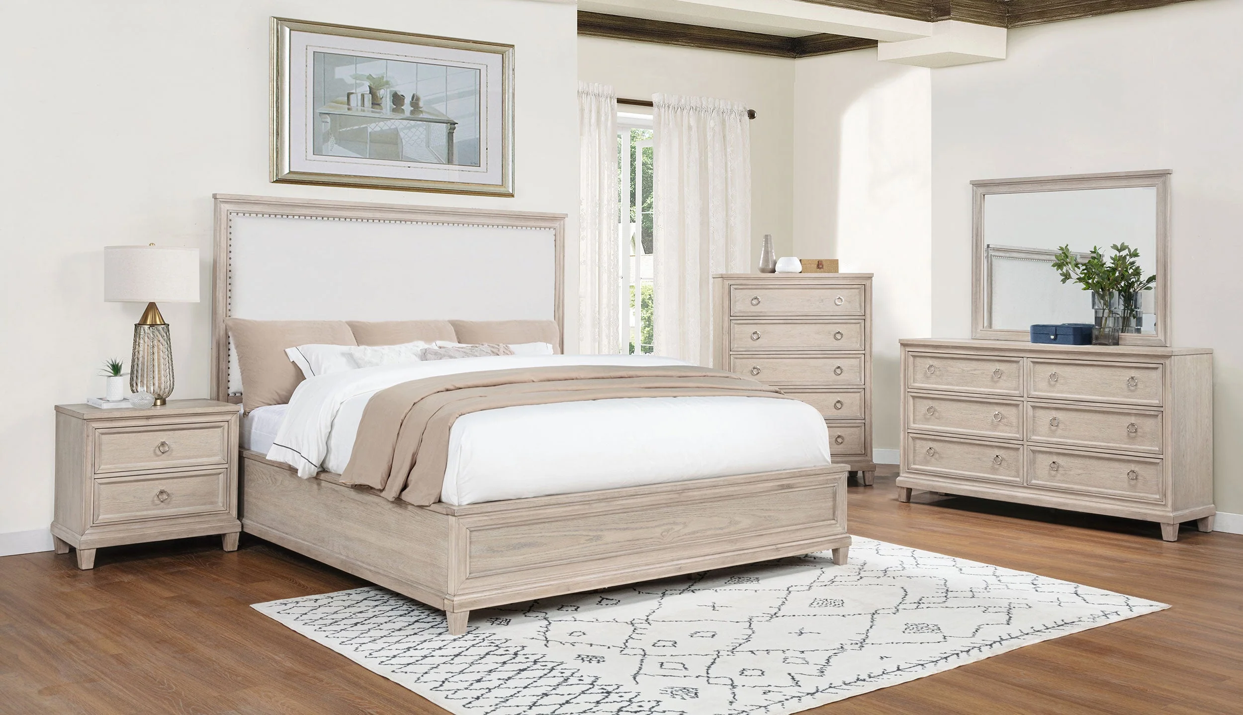 Pembroke Washed Oak 6-drawer Bedroom Dresser Cabinet - Image 14
