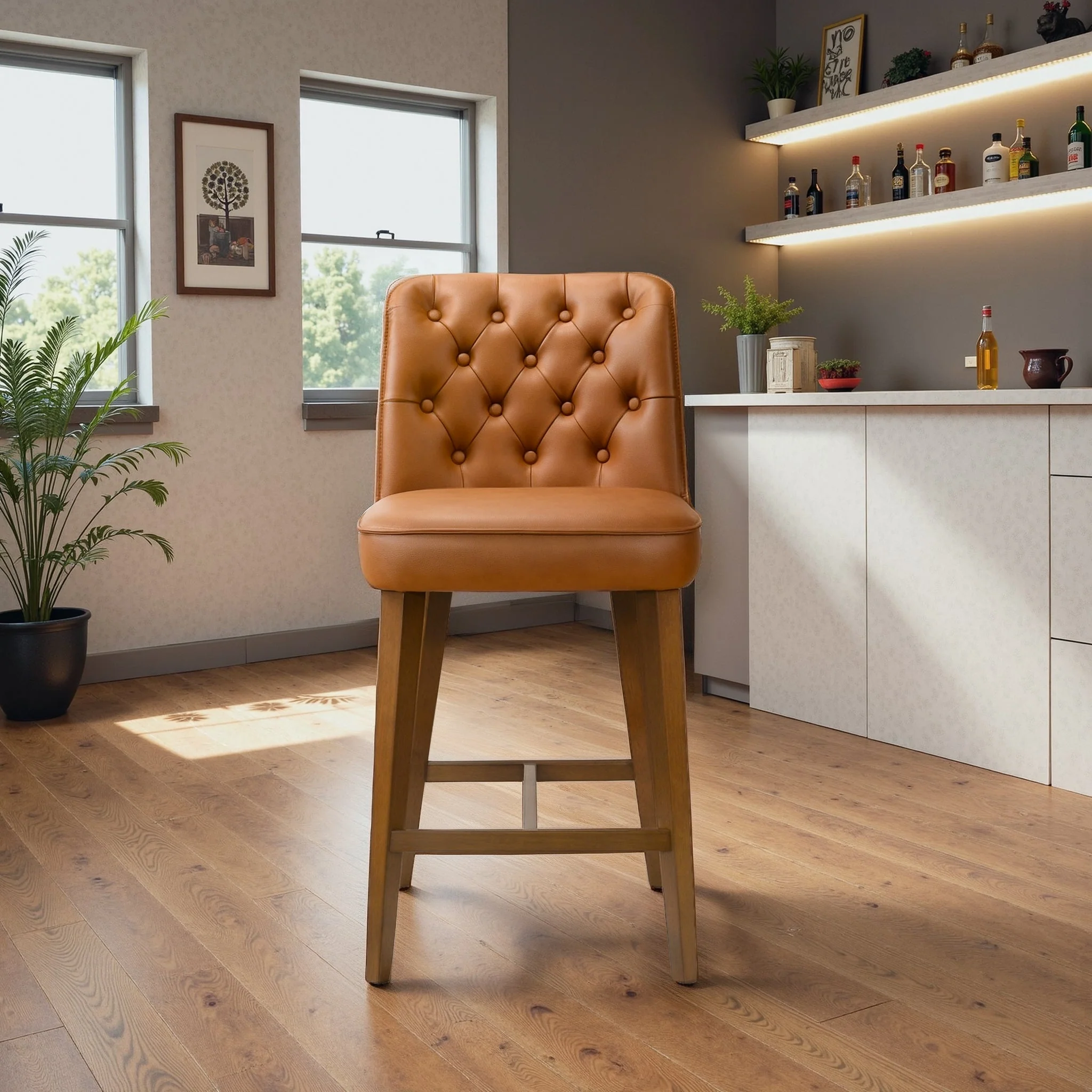 Peoria Elegant Mid-Century Modern Counter Stool for Kitchen Island - Image 2