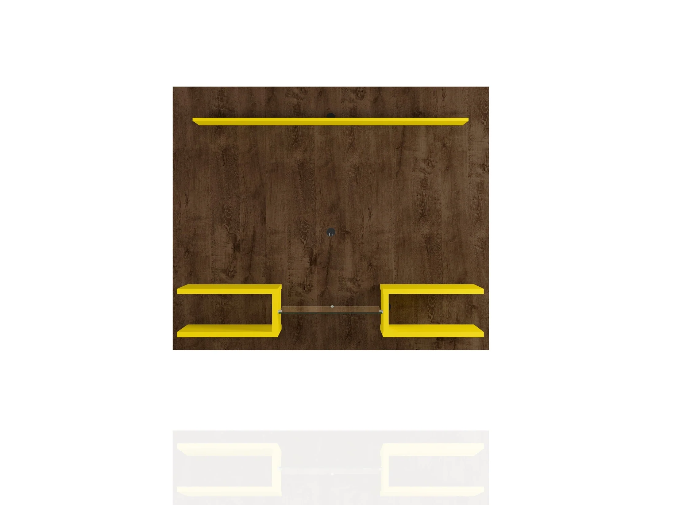 Plaza 64.25 Floating Entertainment Center in Rustic Brown and Yellow