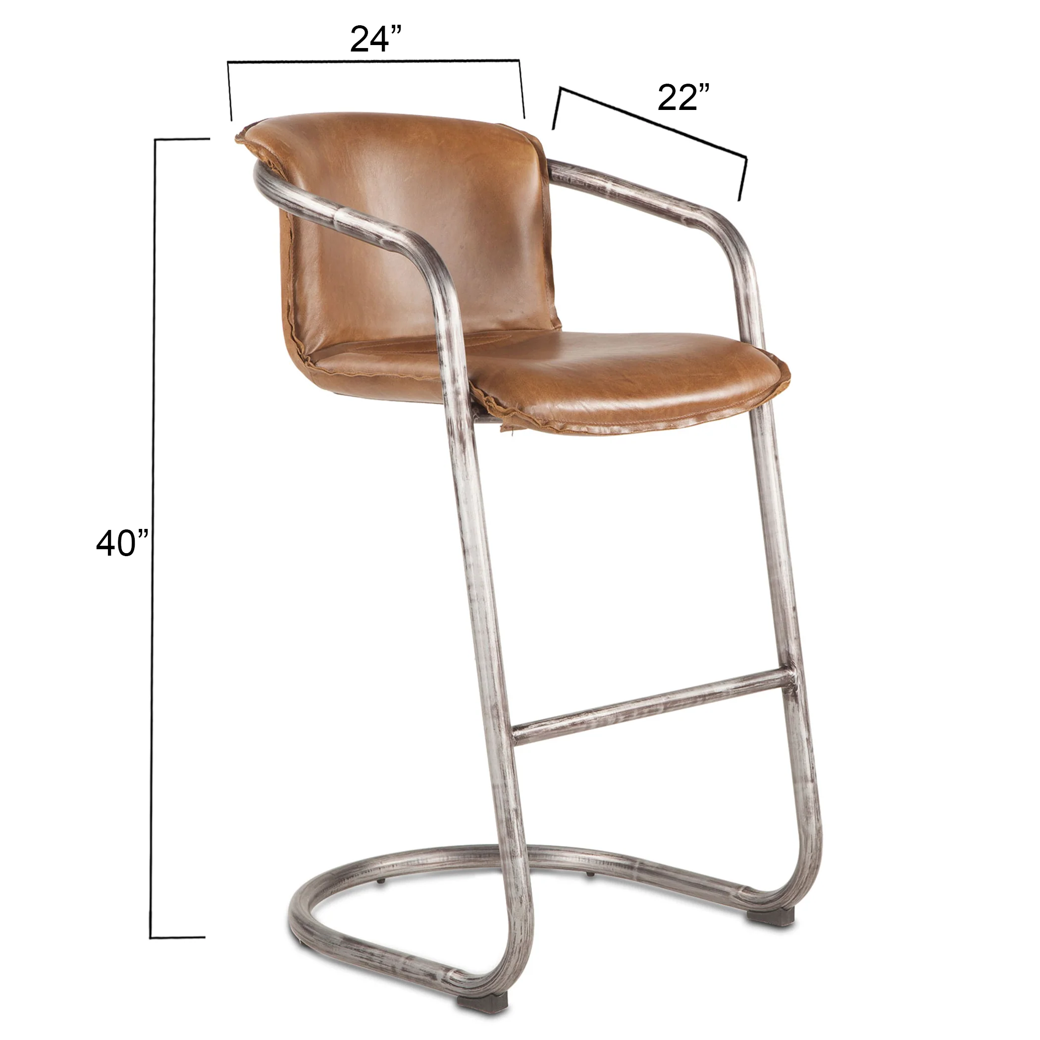 Portofino 22" Bar Chair in Berham Chestnut Leather - Image 6