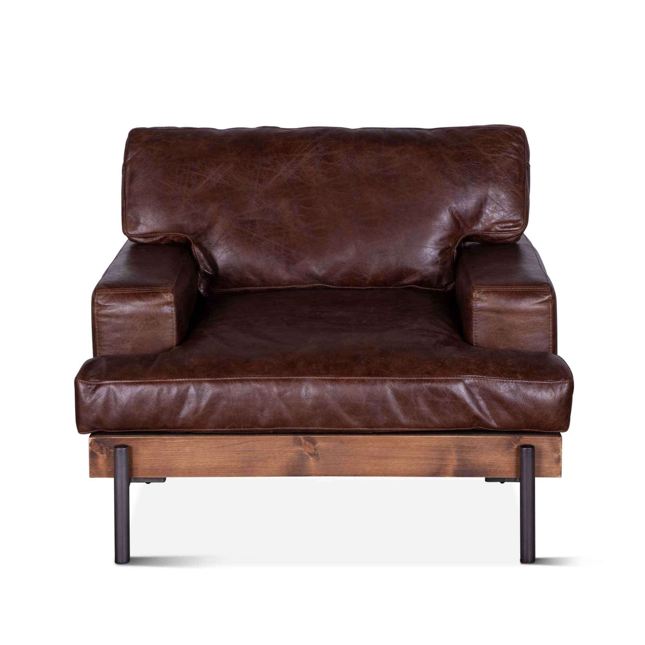 Portofino Industrial 41" Accent Chair in Geisha Brown Leather - Image 2