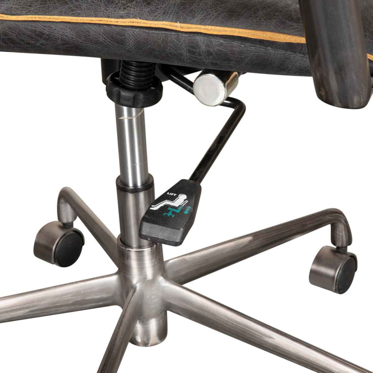 Portofino Swivel Office Chair in Antique Ebony Leather and Antique Zinc - Image 18