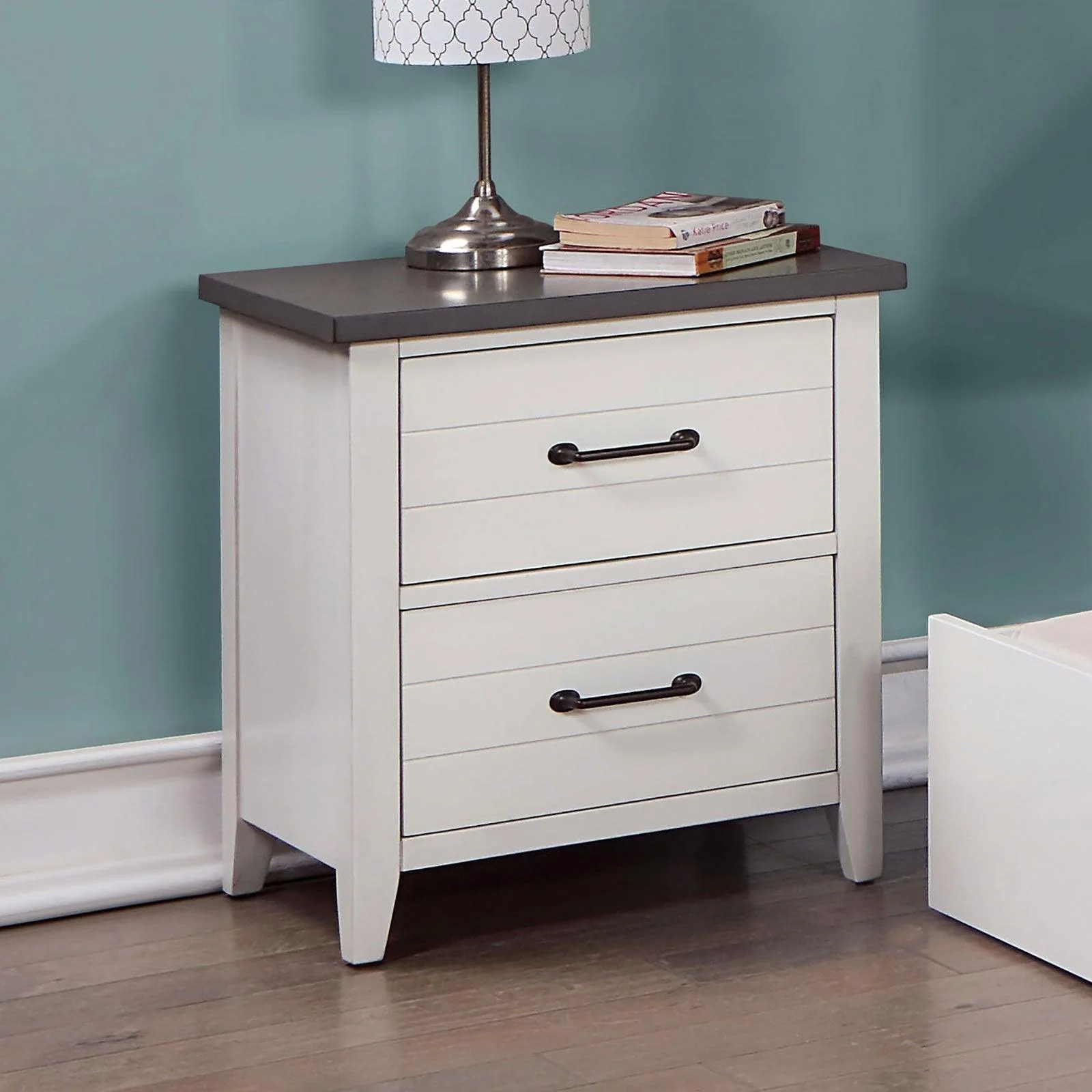 Priam White/Gray Night Stand