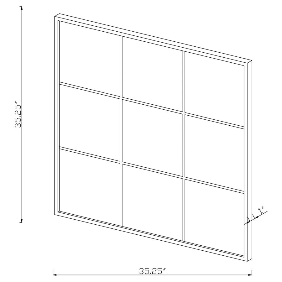 Quetzal Black Square Window Pane Wall Mirror - Image 2