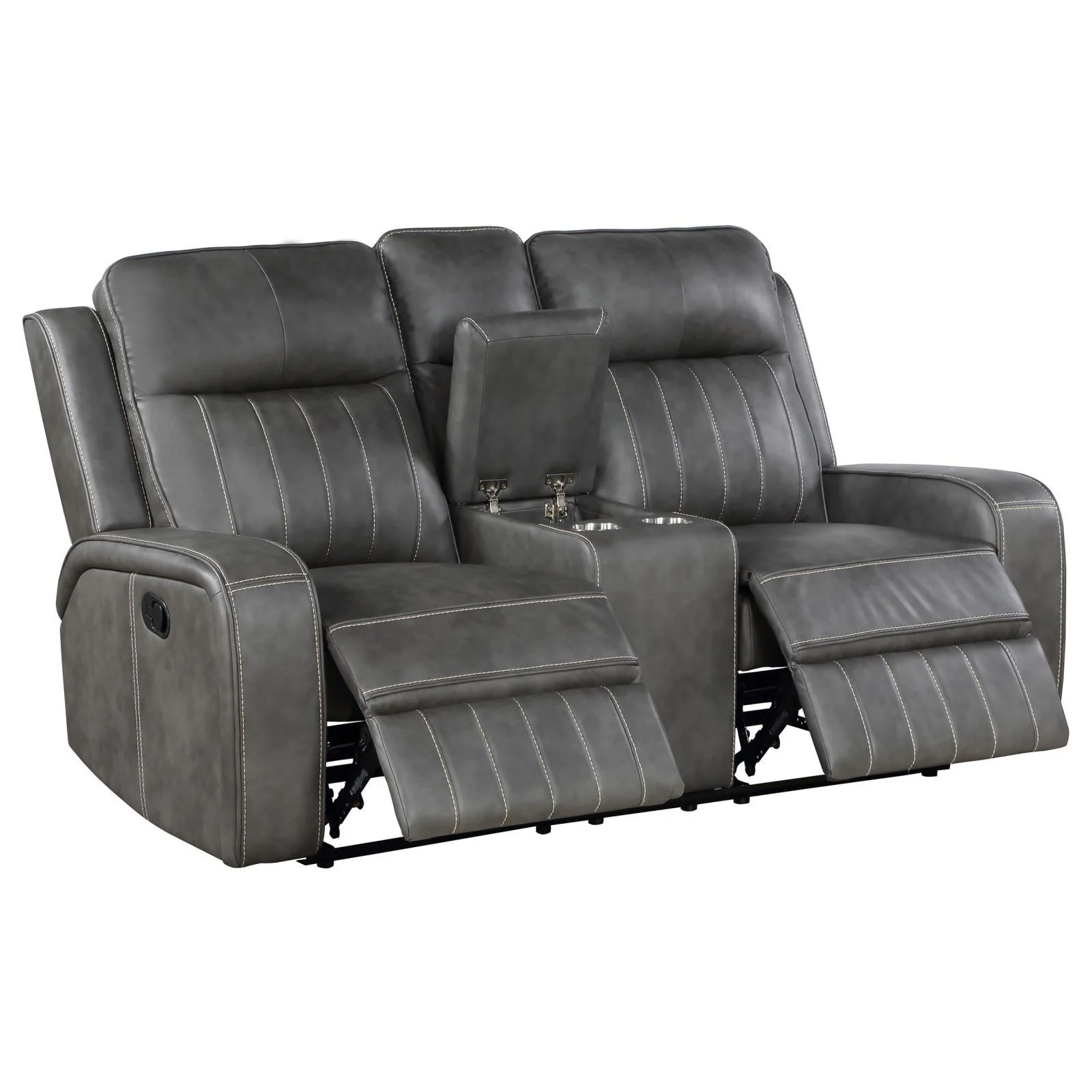 Raelynn Grey 2-Piece Upholstered Motion Reclining Sofa Set - Image 9