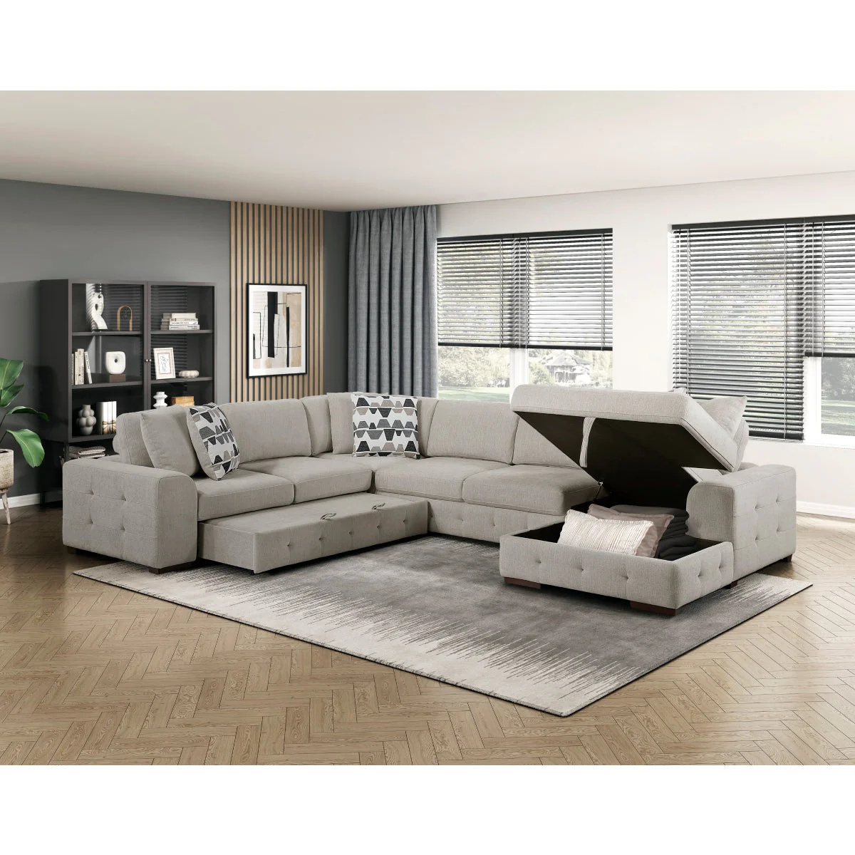 Raife Taupe 4-Piece Sectional with Right Chaise - Image 6