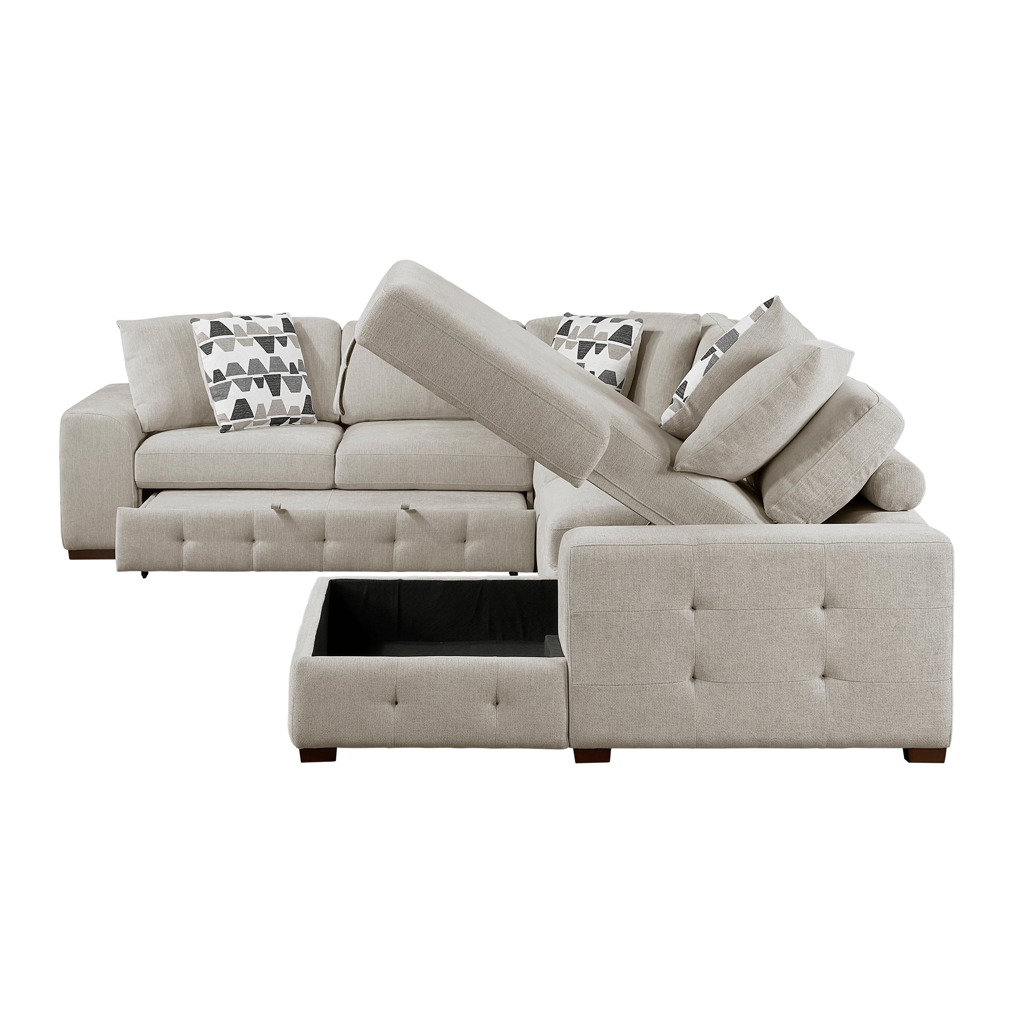 Raife Taupe 4-Piece Sectional with Right Chaise - Image 8