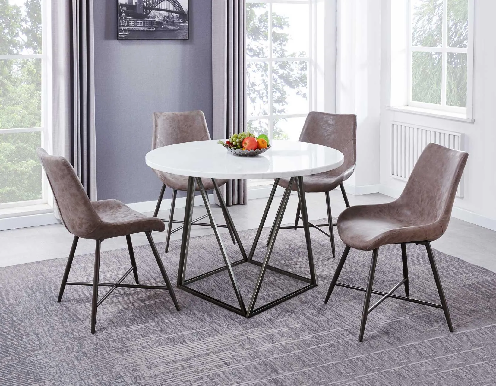 Ramona White Marble Top 44 inch Round Dining Table - Image 5