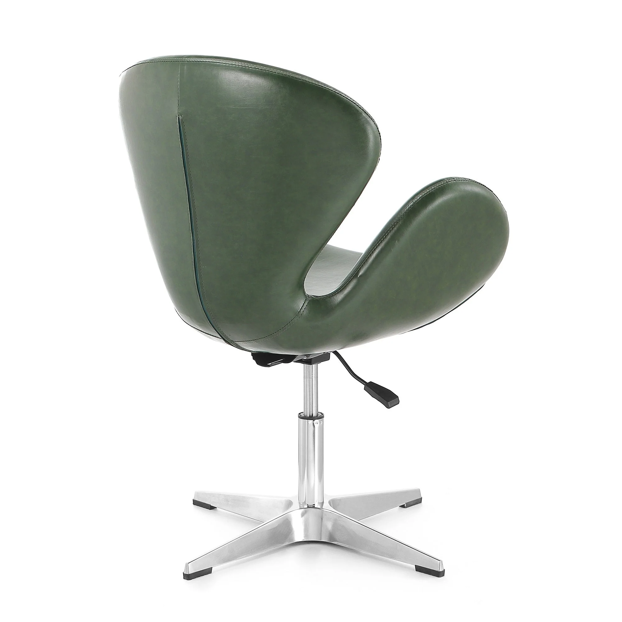 Raspberry Faux Leather Adjustable Swivel Chair in Forest Green and Polished Chrome - Image 6