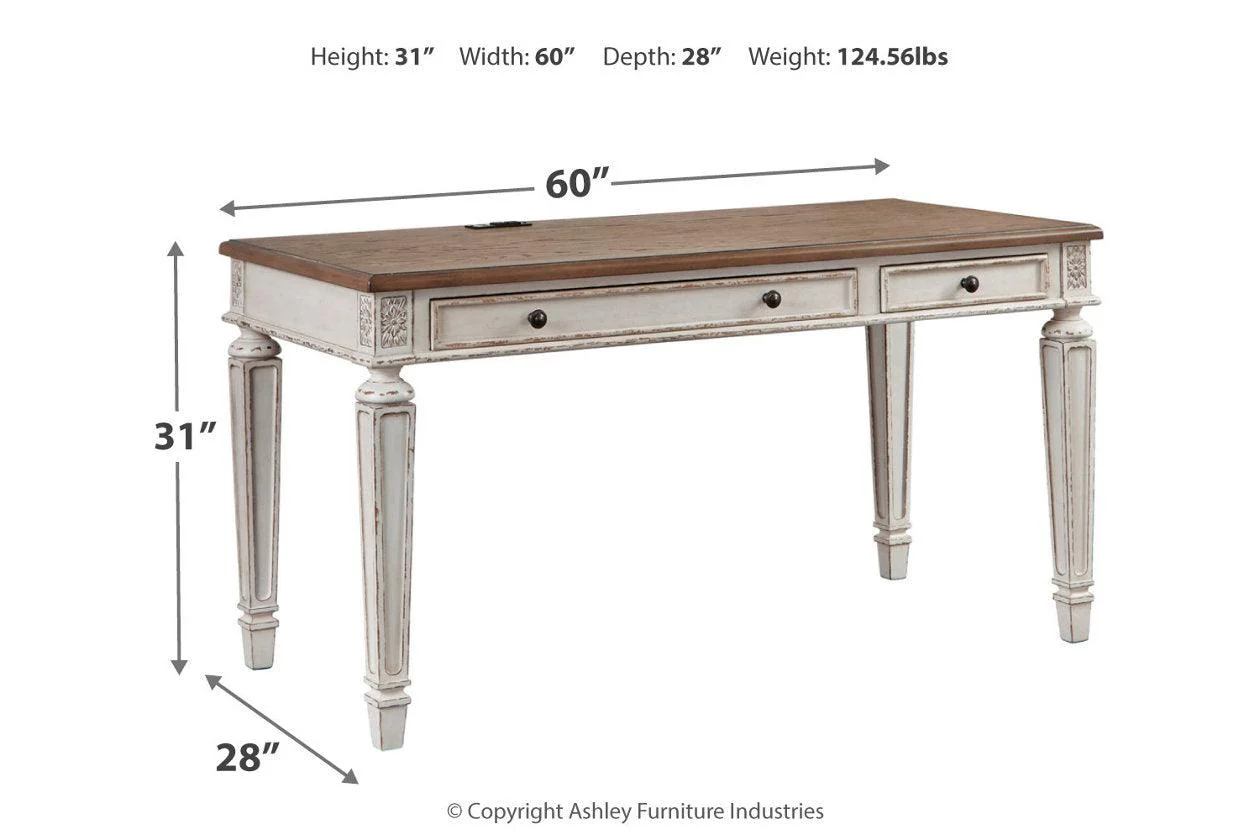 Realyn White/Brown 60" Home Office Desk - Image 3