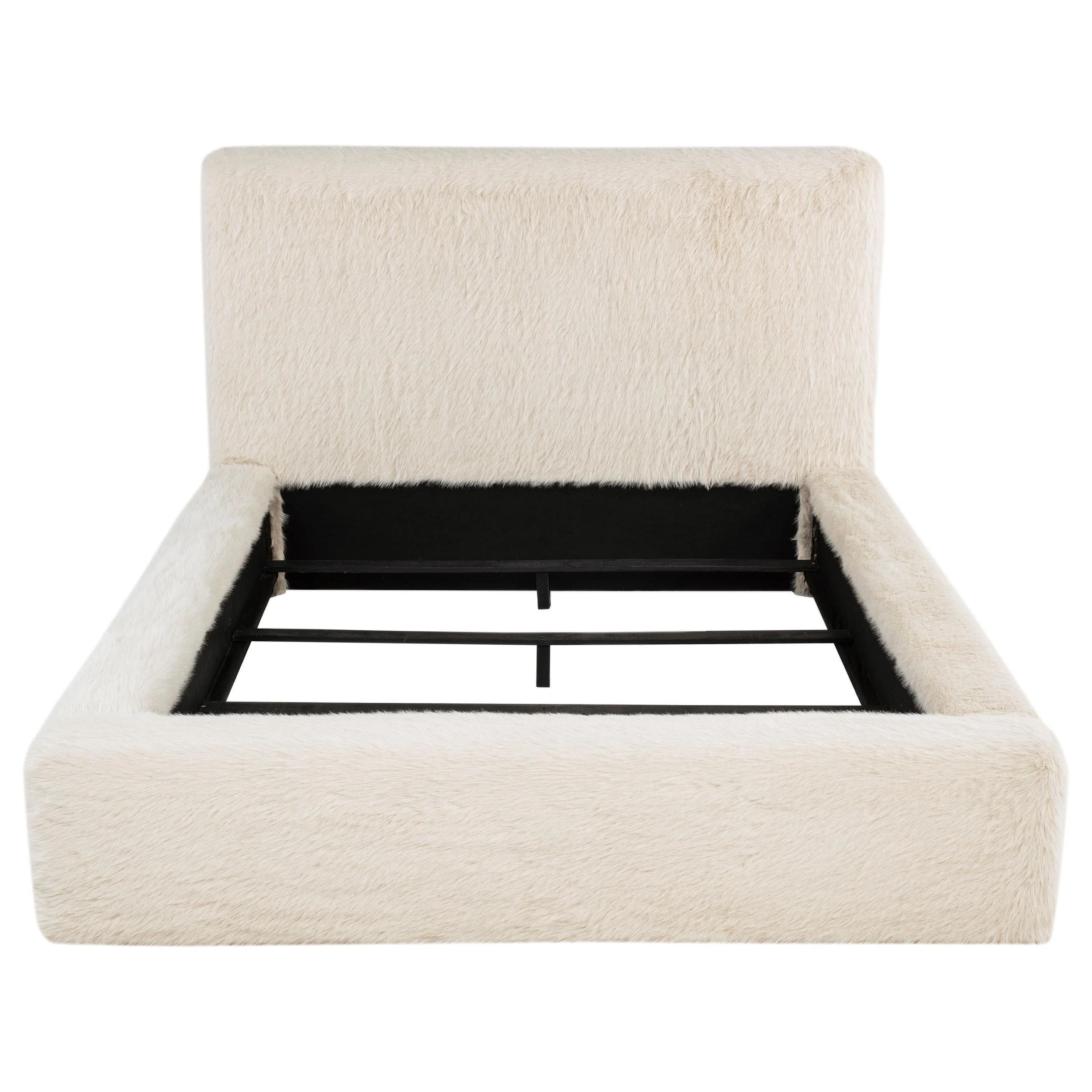 Rebecca Cream Faux Fur Upholstered Queen Bed - Image 5
