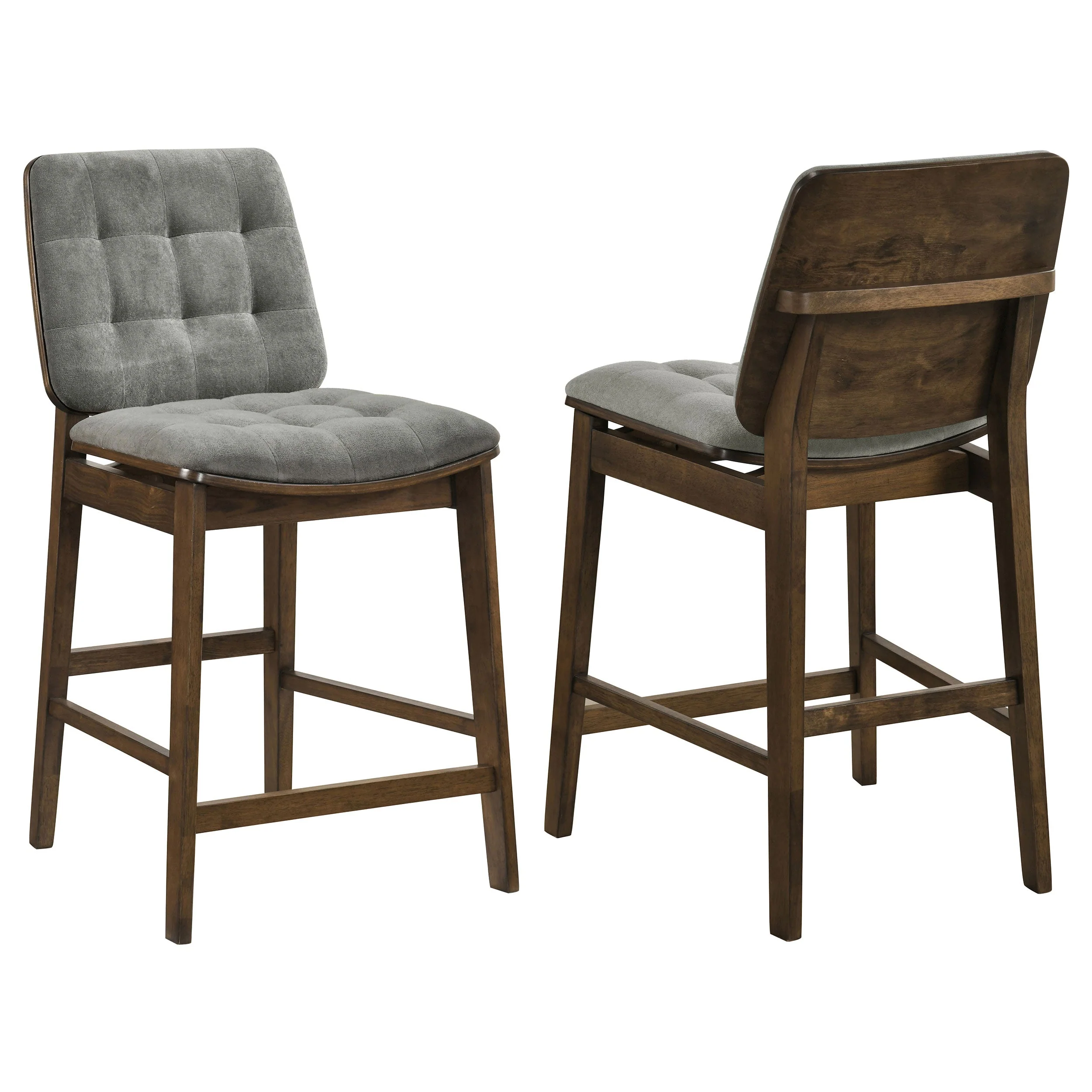 Redbridge Grey/Walnut Velvet Upholstered Counter Chair (Set of 2)