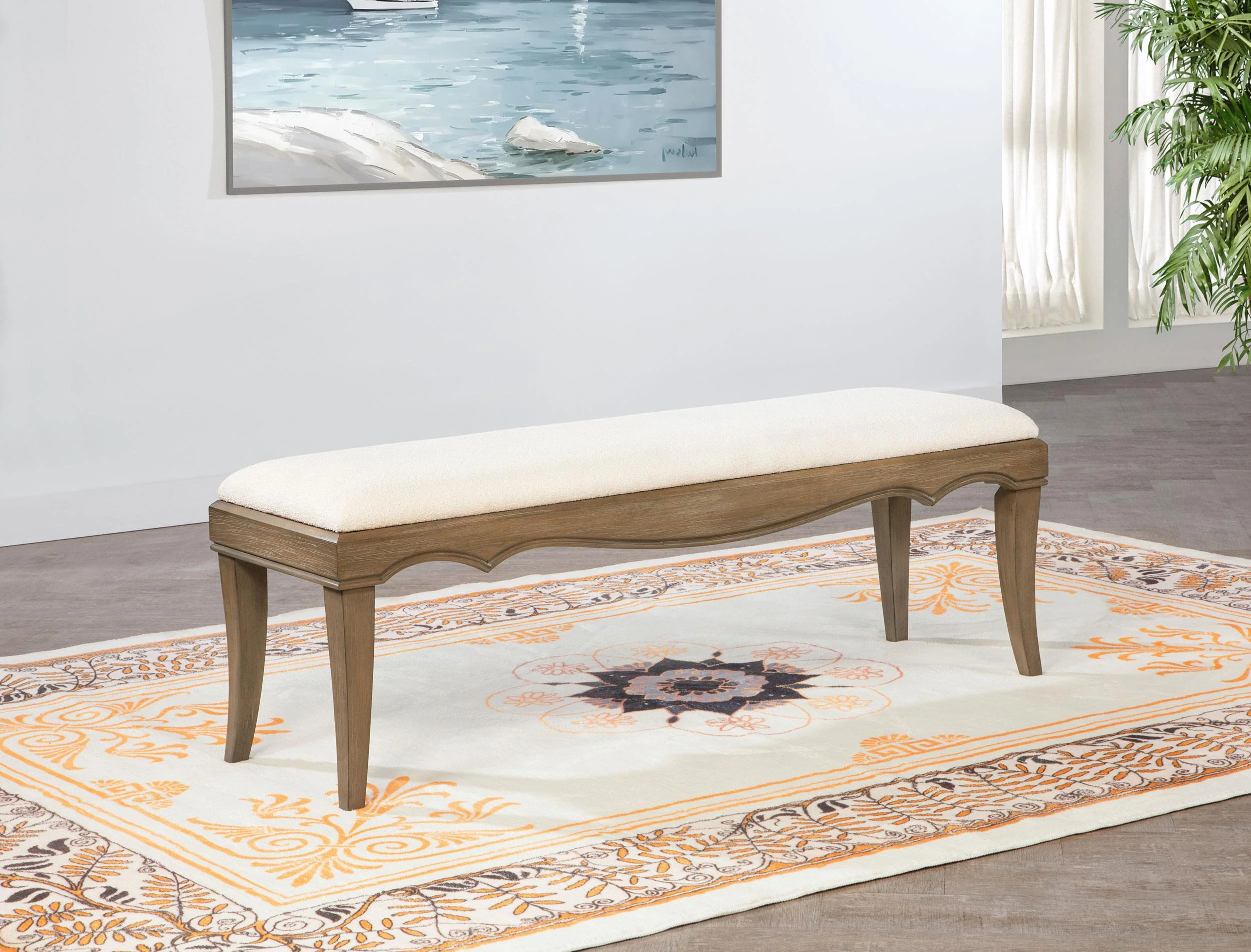 Revello Washed Mango Upholstered Bedroom Bed End Bench