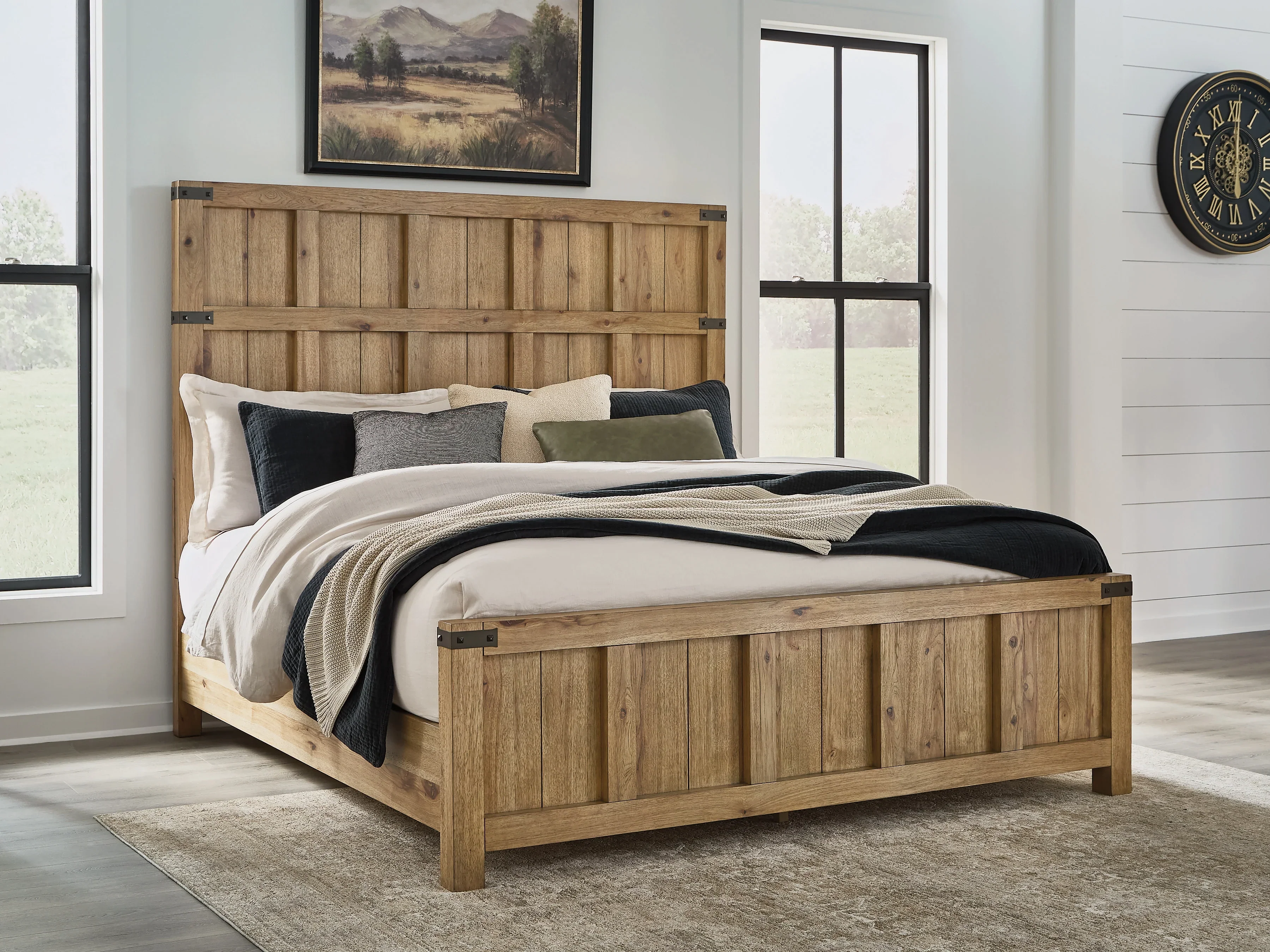 Ridgester Light Brown King Panel Bed
