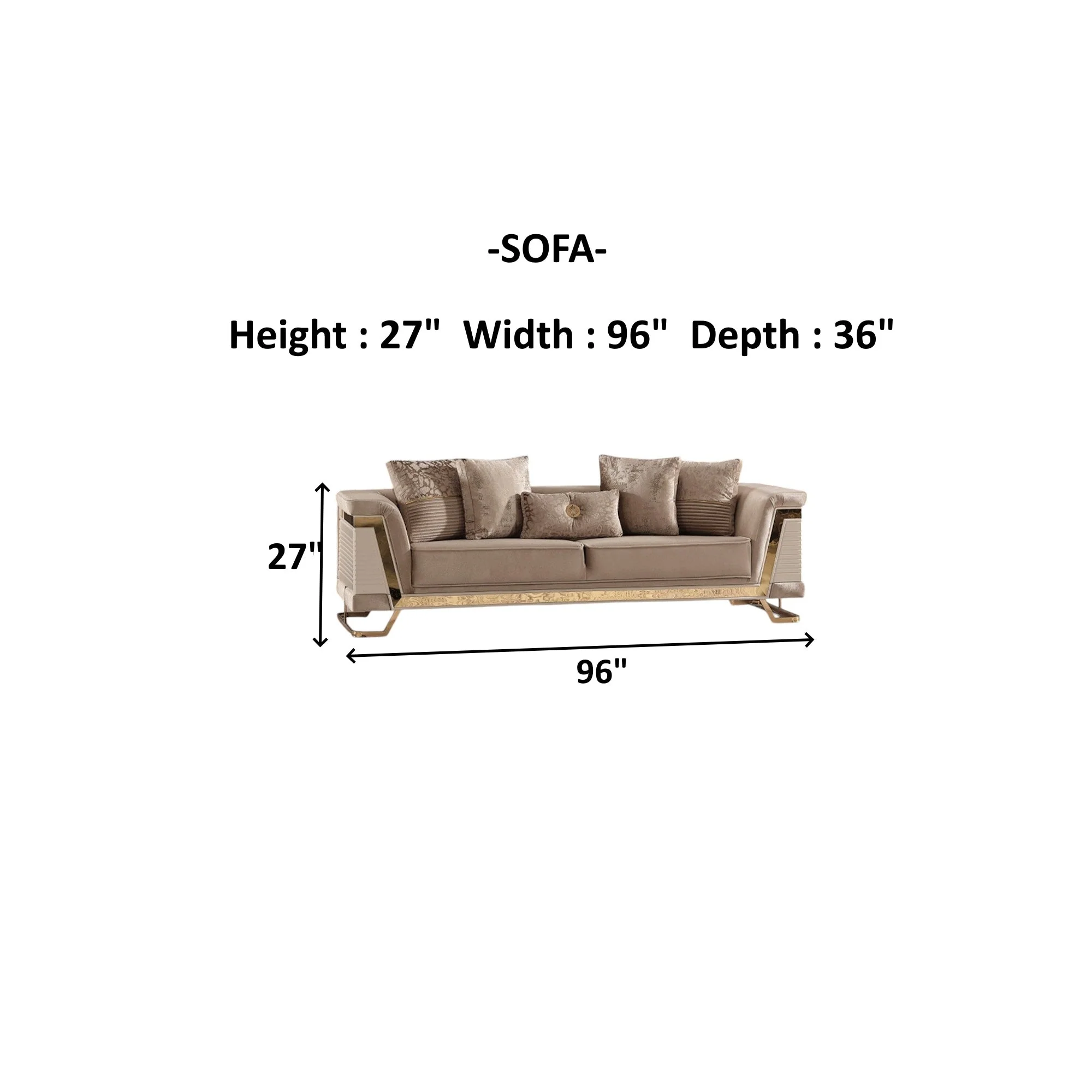 Rixos Beige 3-pieces (Sofa & Loveseat & Chair) Livingroom Set - Image 11