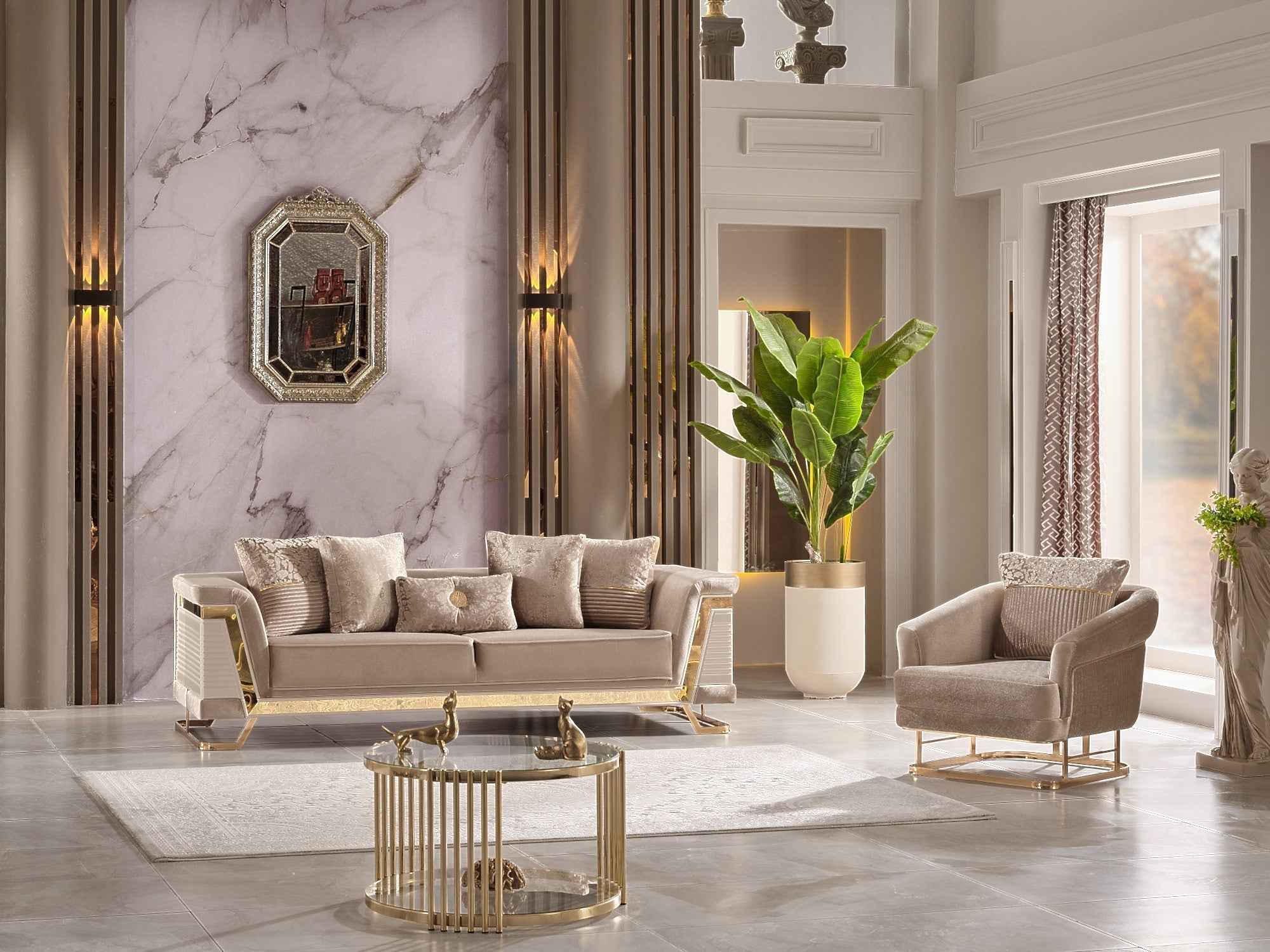 Rixos Beige 3-pieces (Sofa & Loveseat & Chair) Livingroom Set - Image 3