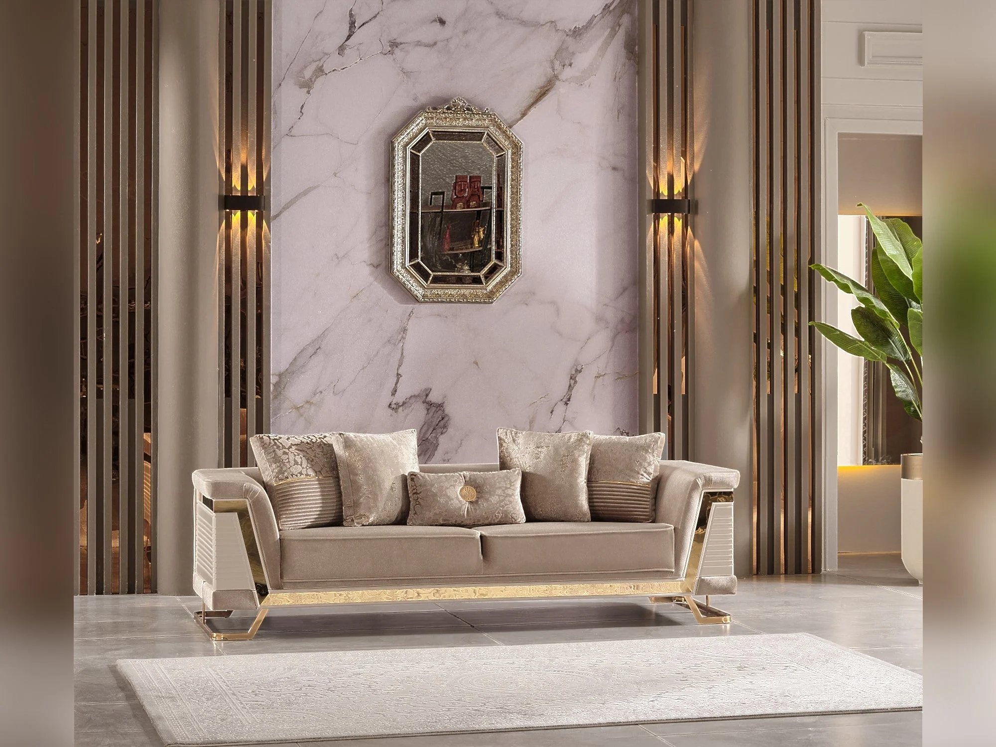 Rixos Beige 3-pieces (Sofa & Loveseat & Chair) Livingroom Set - Image 6