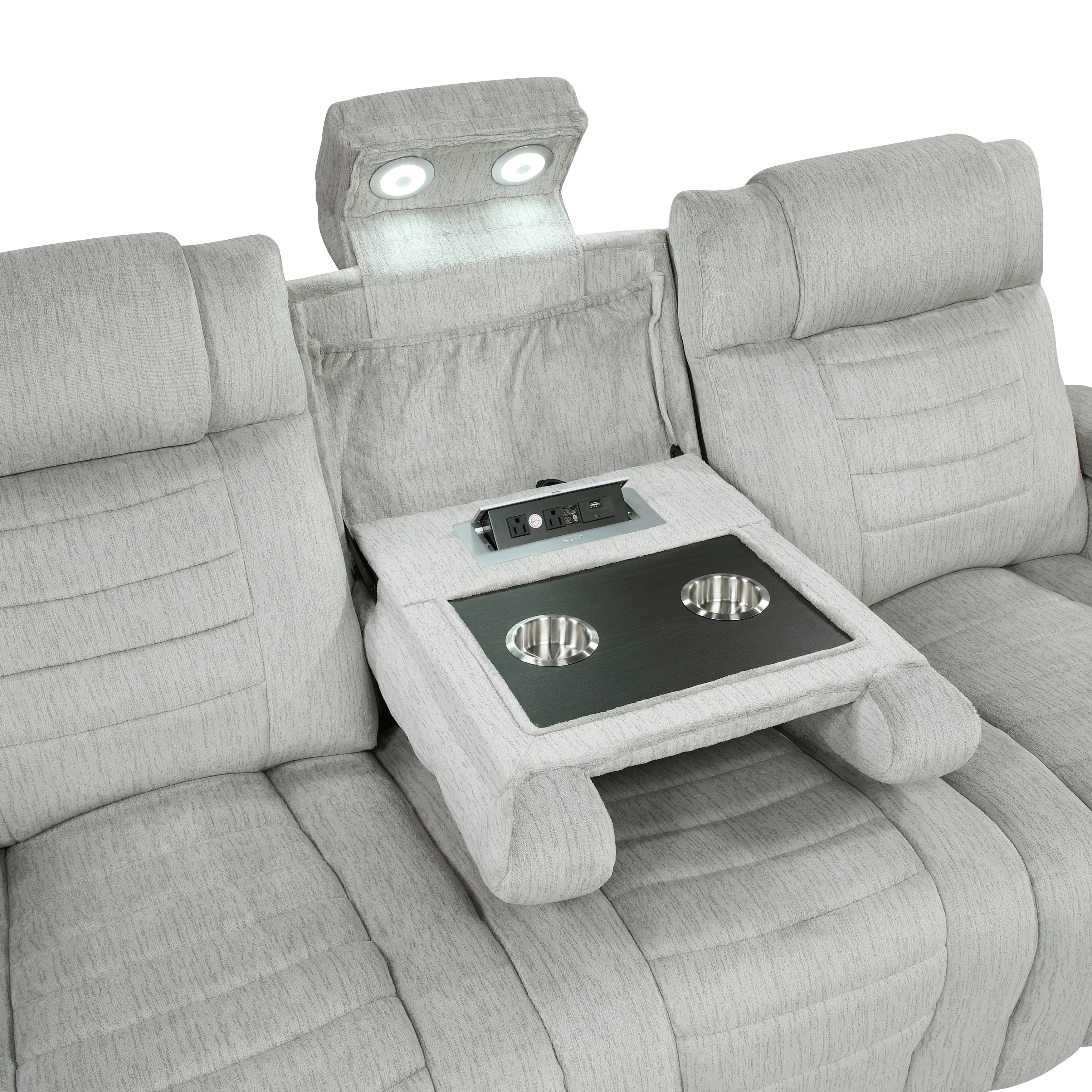 Ronan Light Gray Double Reclining Sofa - Image 20