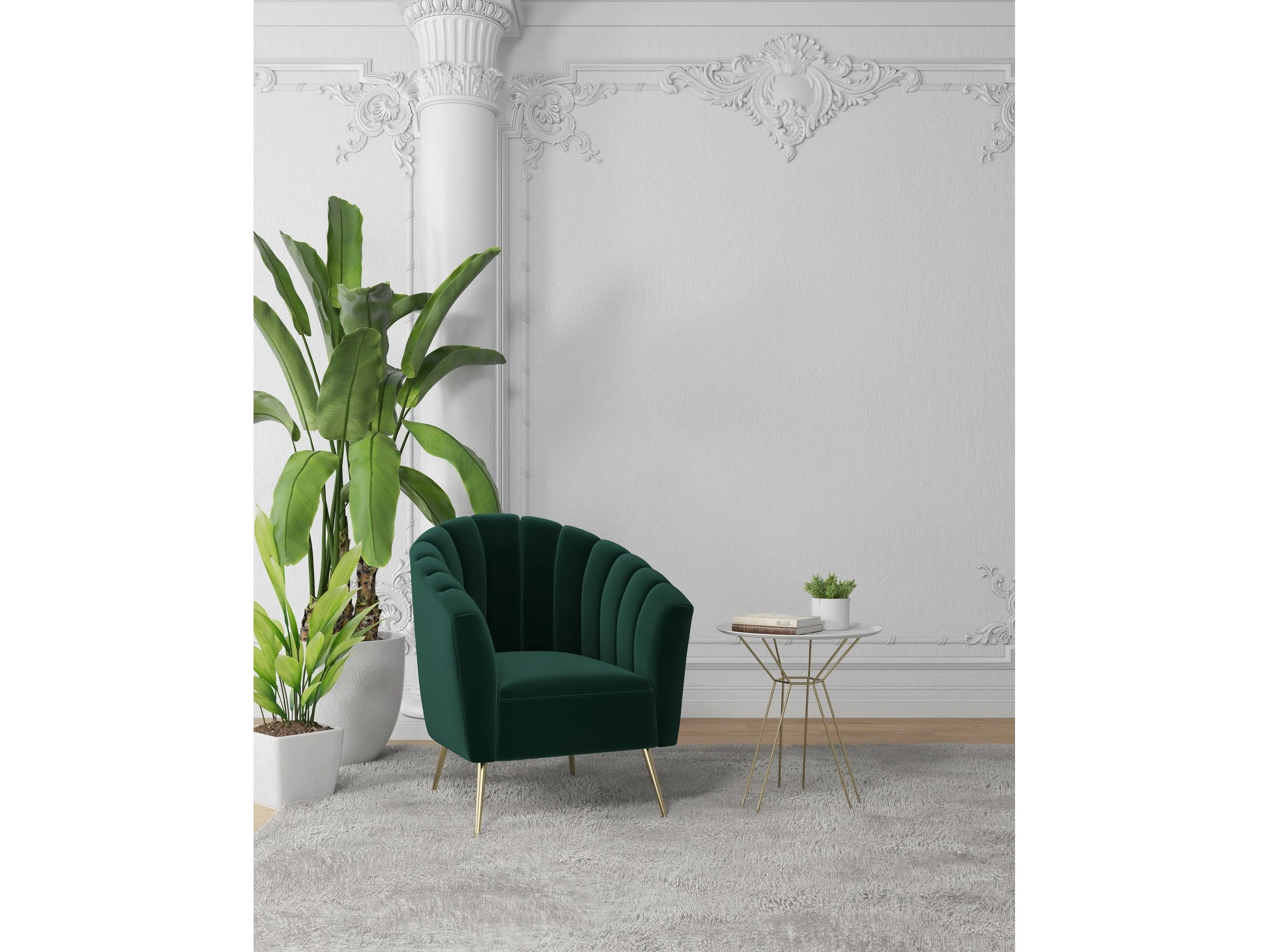 Rosemont Accent Chair in Green and Gold (set of 2)