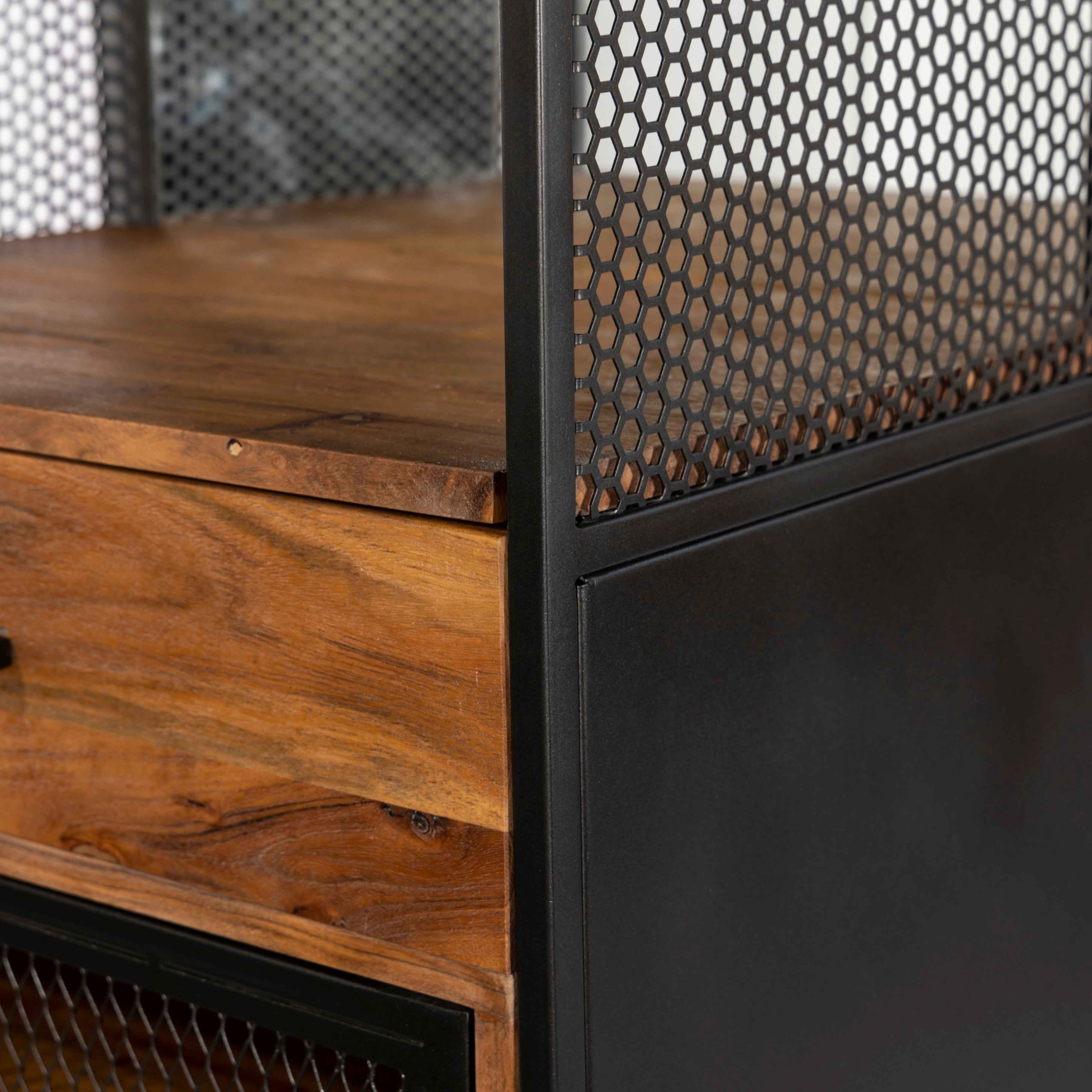 Roswell 23" Bar Cabinet in Natural Mango Wood and Iron - Image 3