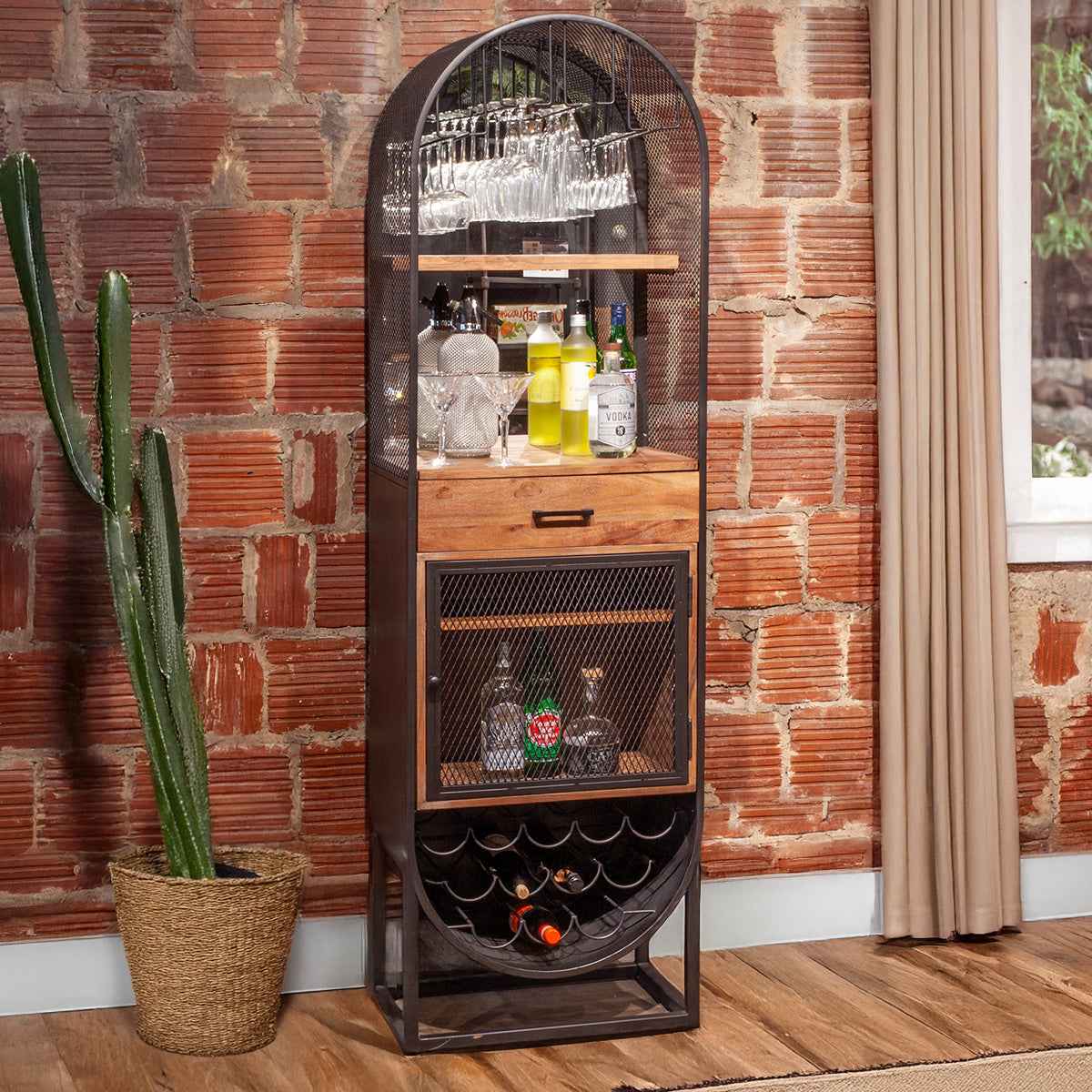 Roswell 23" Bar Cabinet in Natural Mango Wood and Iron - Image 8