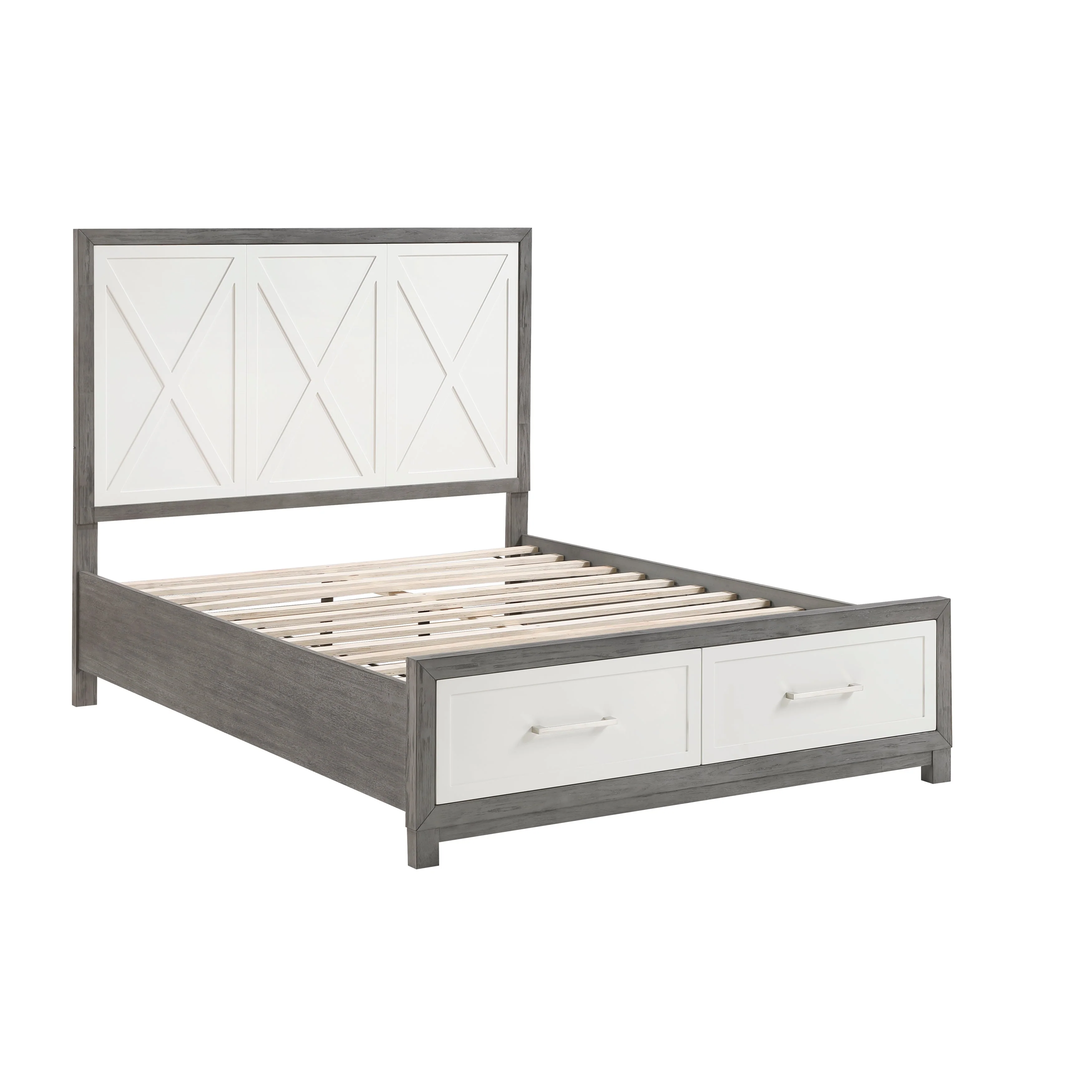 Rowan Ivory/Gray Youth Platform Bedroom Set with Footboard Storage - Image 7