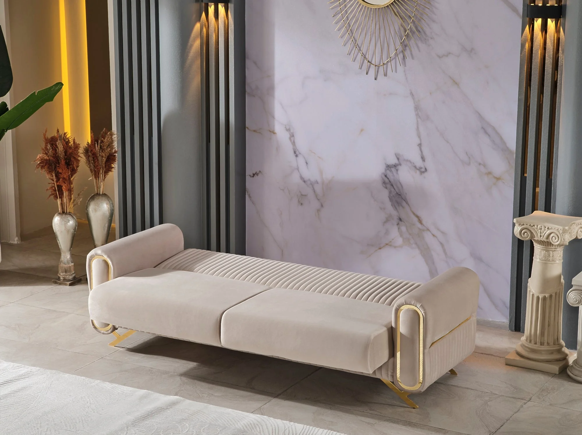 Royal 3-pieces (Sofa & Loveseat & Chair) Livingroom Set Beige - Image 7