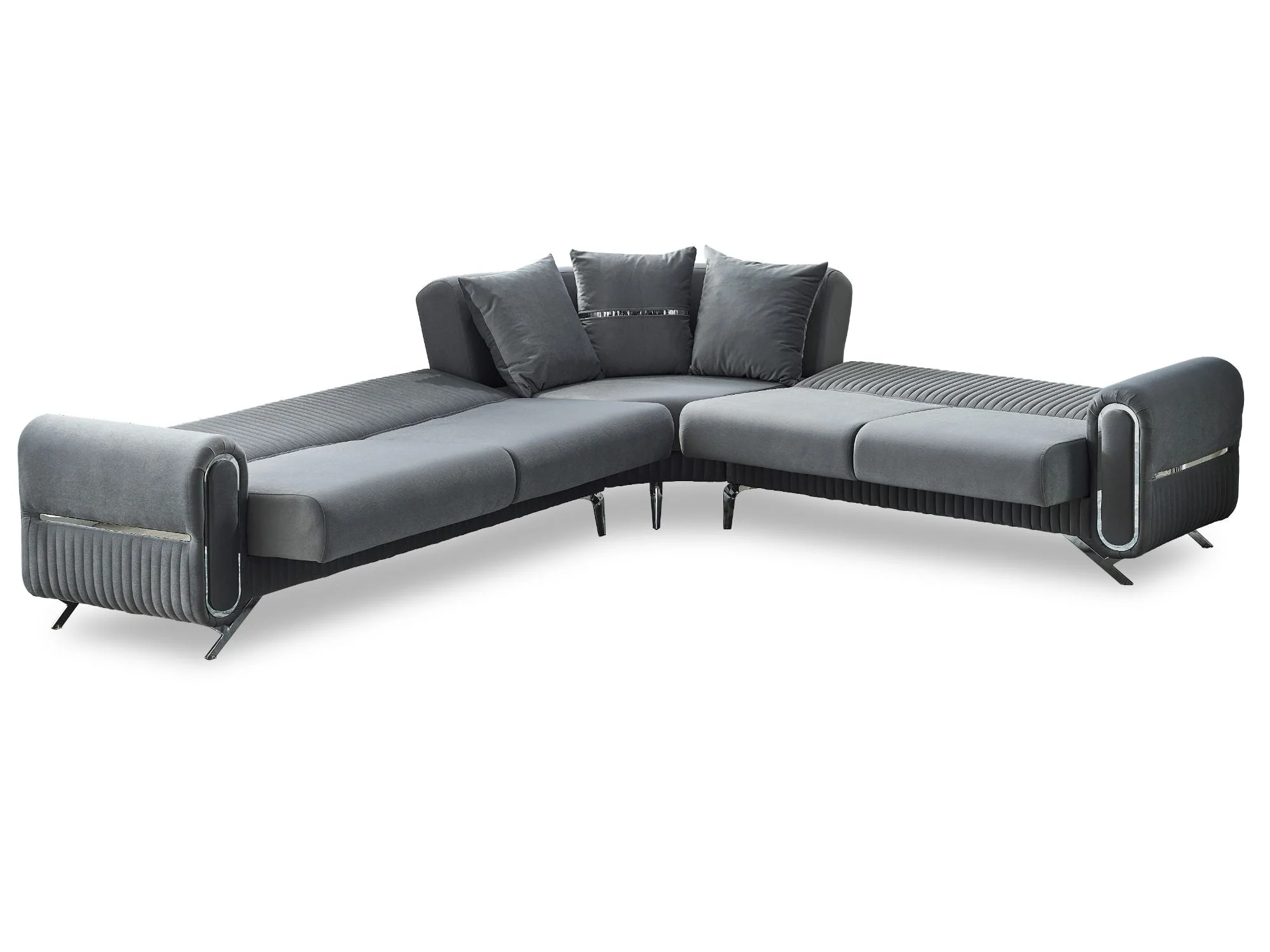 Royal Convertible Sectional Sofa Grey - Image 2