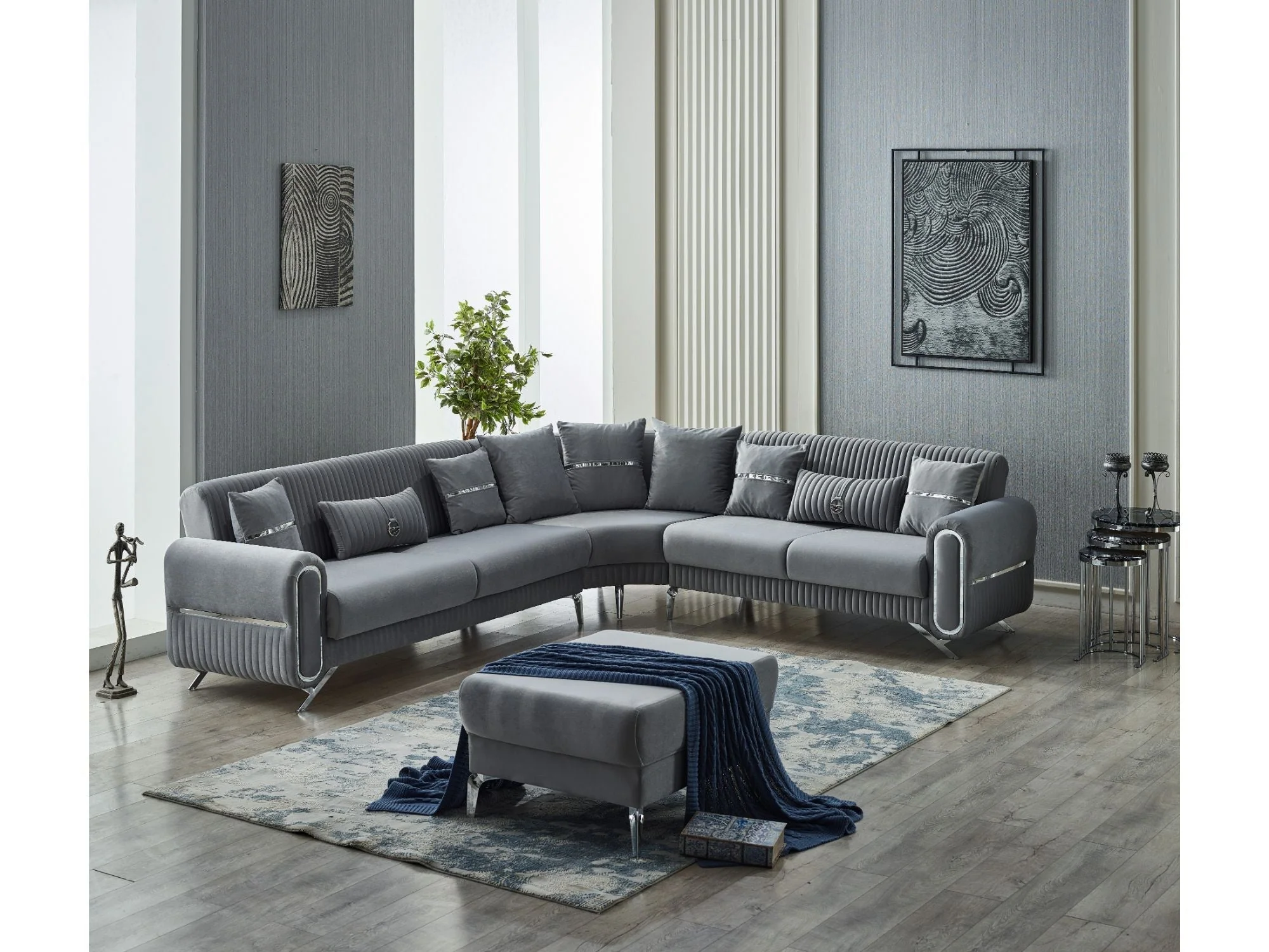 Royal Convertible Sectional Sofa Grey - Image 3