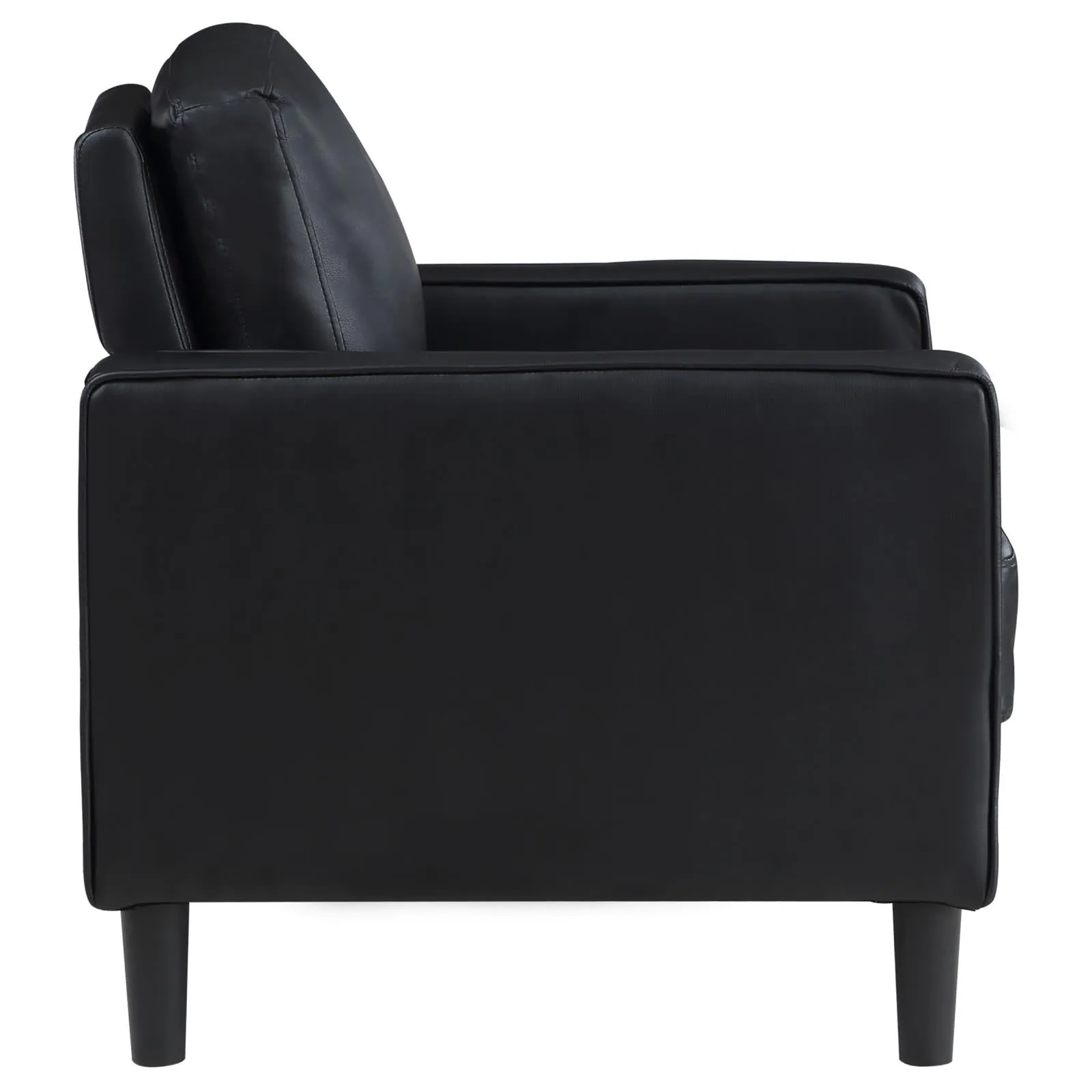 Ruth Black Upholstered Track Arm Faux Leather Living Room Set - Image 16