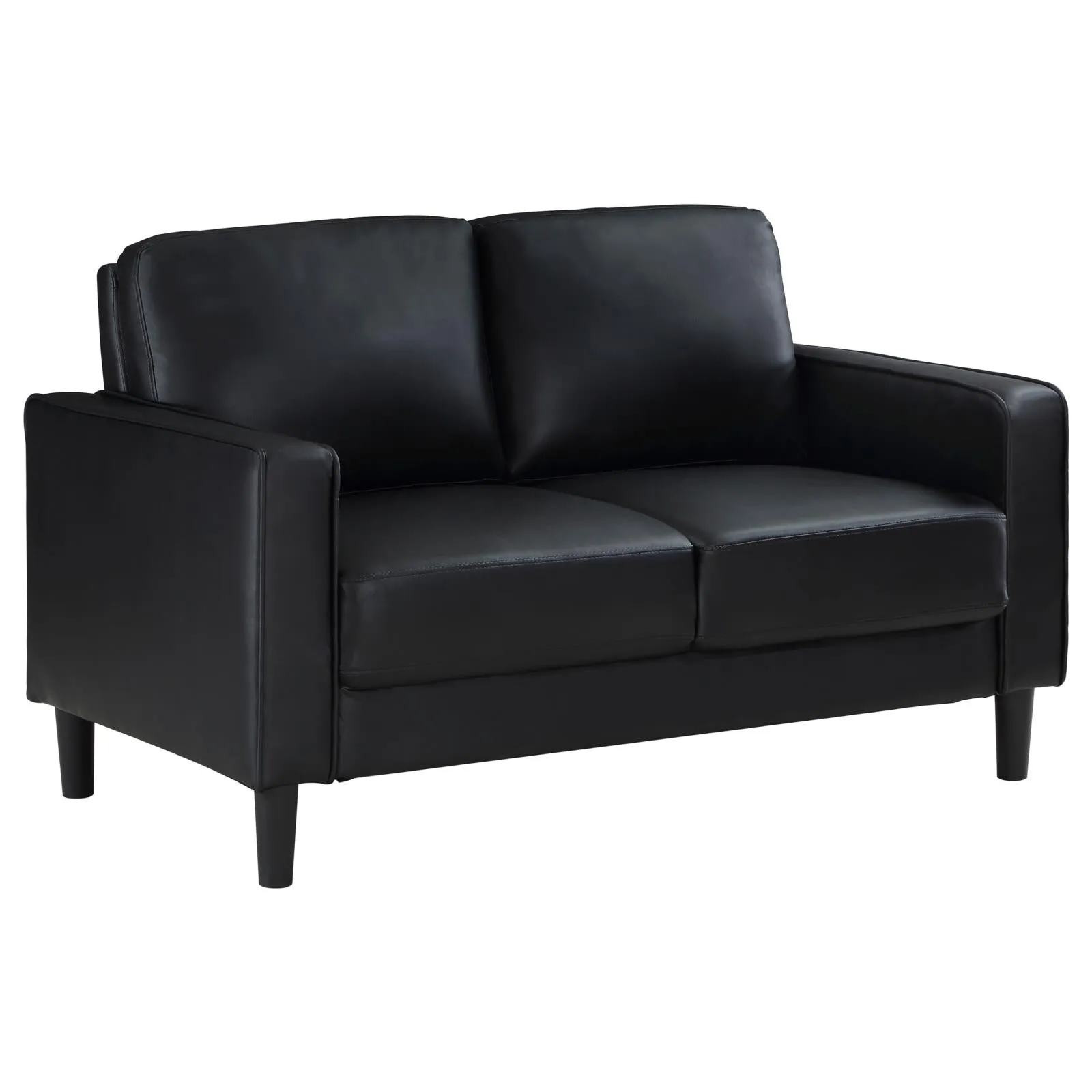 Ruth Black Upholstered Track Arm Faux Leather Living Room Set - Image 9