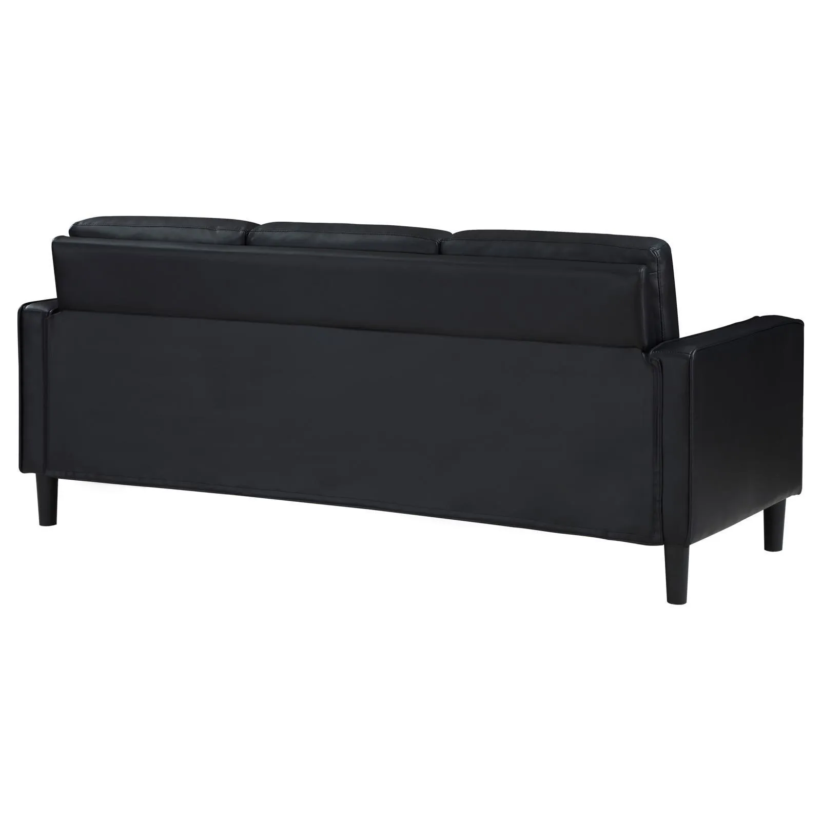 Ruth Black Upholstered Track Arm Faux Leather Sofa - Image 6