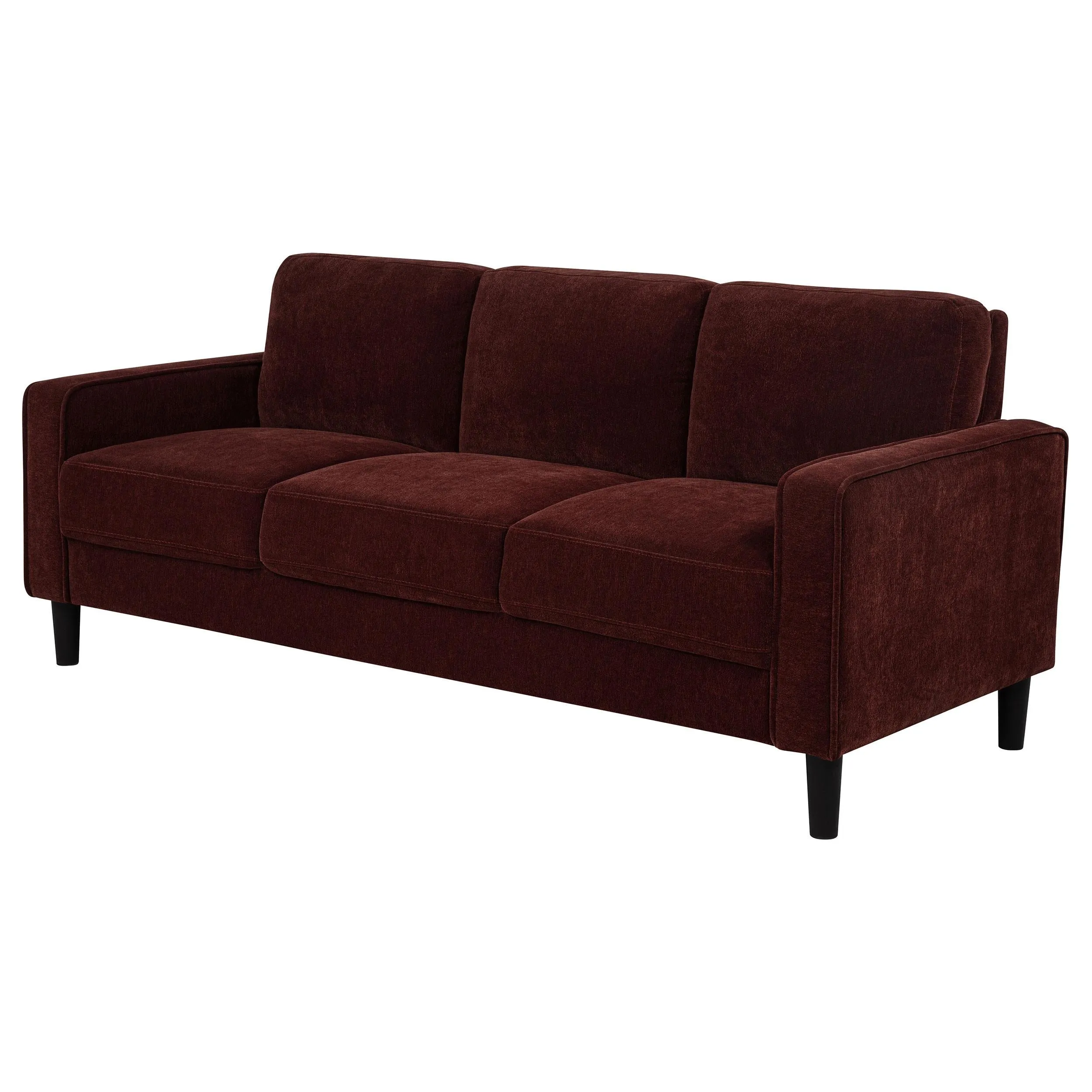 Ruth Rust Red 77-inch Fabric Upholstered Track Arm Sofa - Image 3