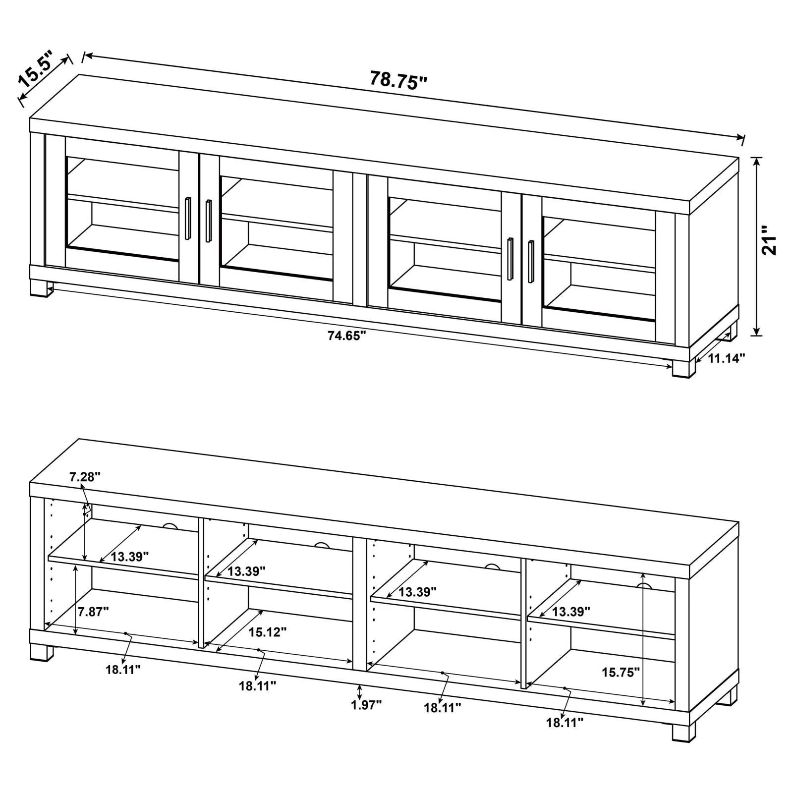 Sachin Antique Pine 3-piece Entertainment Center With 79" TV Stand - Image 12